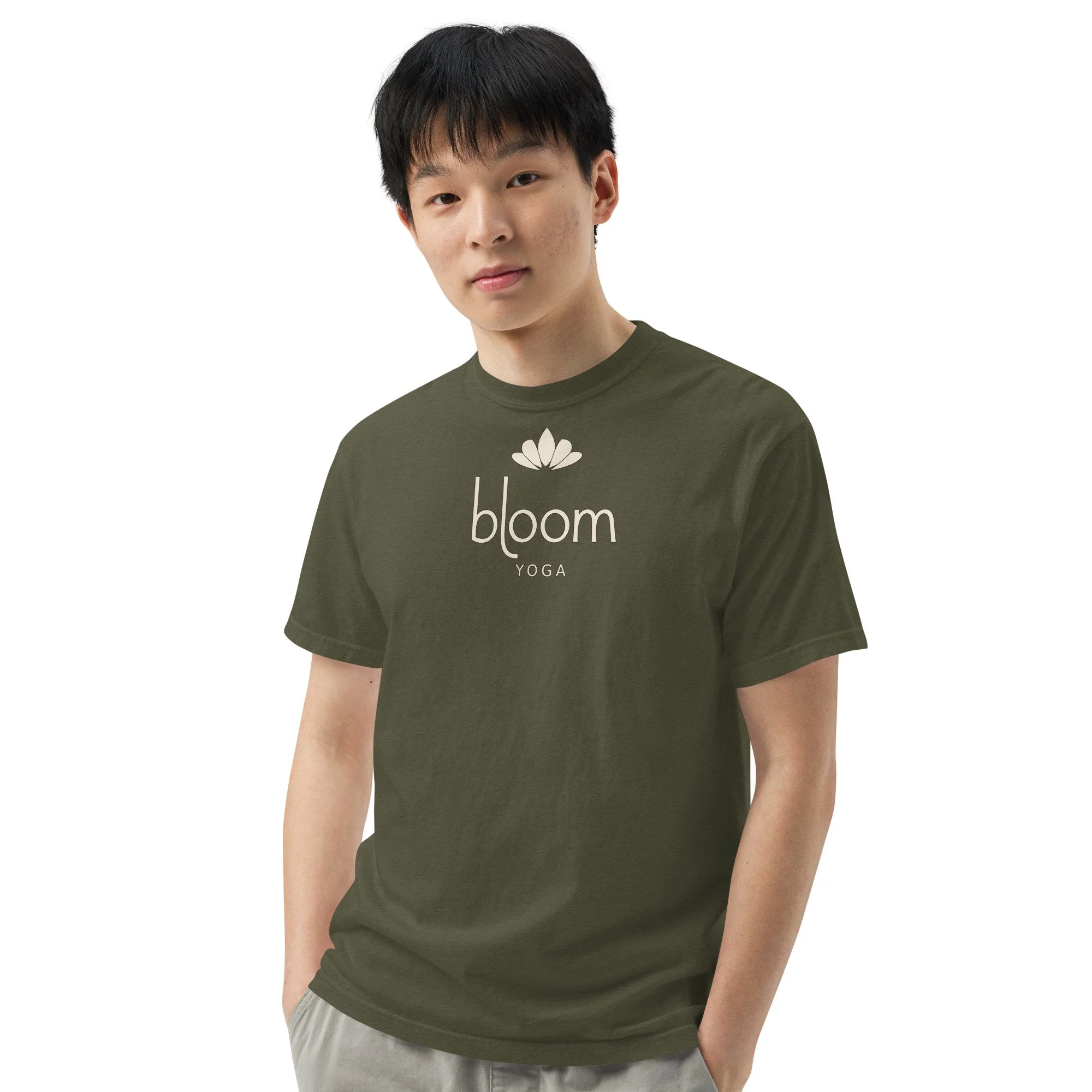 Bloom Heavyweight Tee in sage, front view
