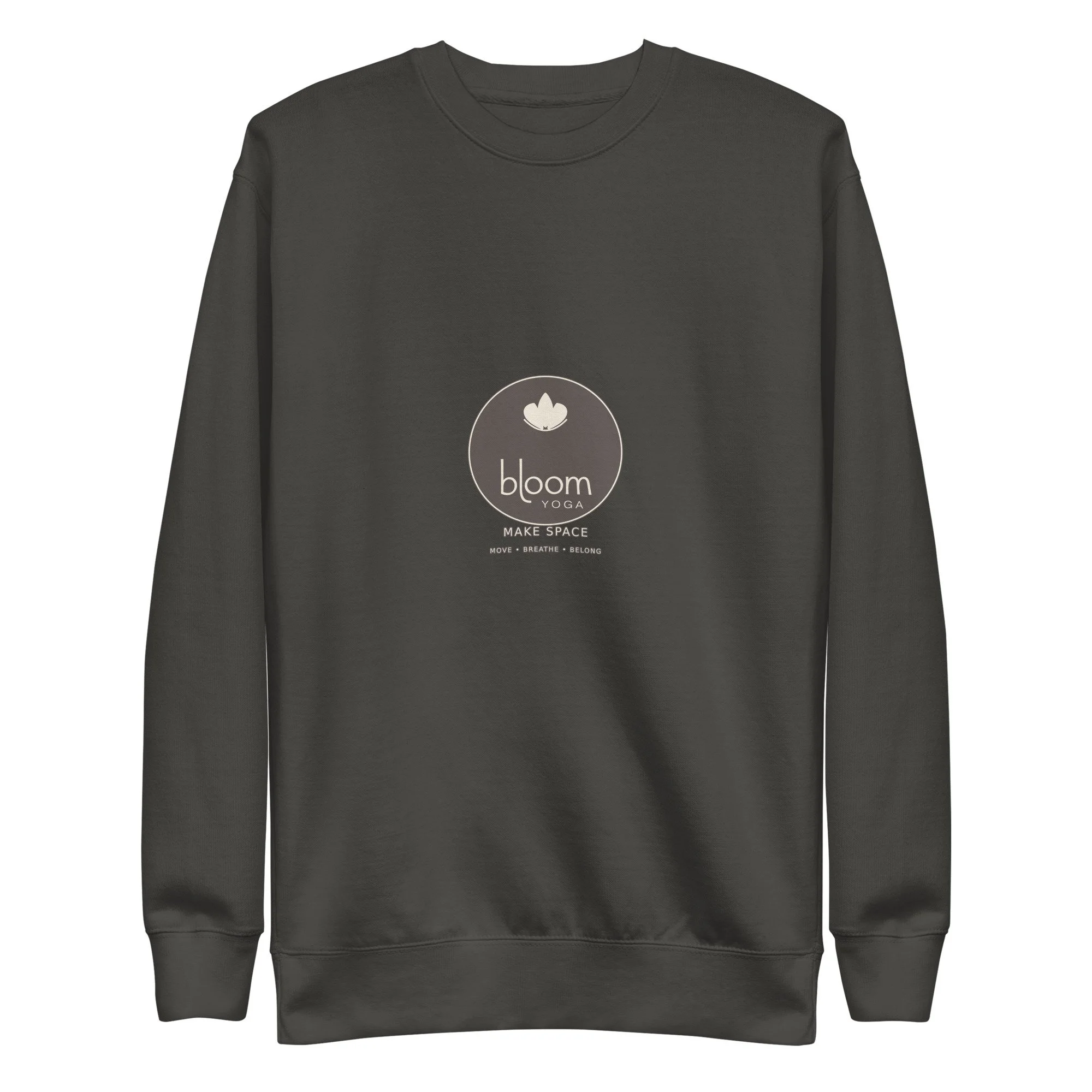 Bloom Premium Crewneck Sweatshirt in black, front view