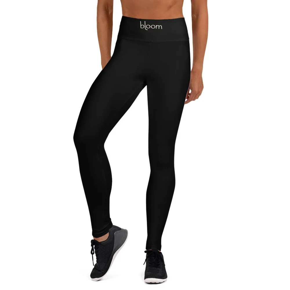 Black Bloom Practice Leggings, front view