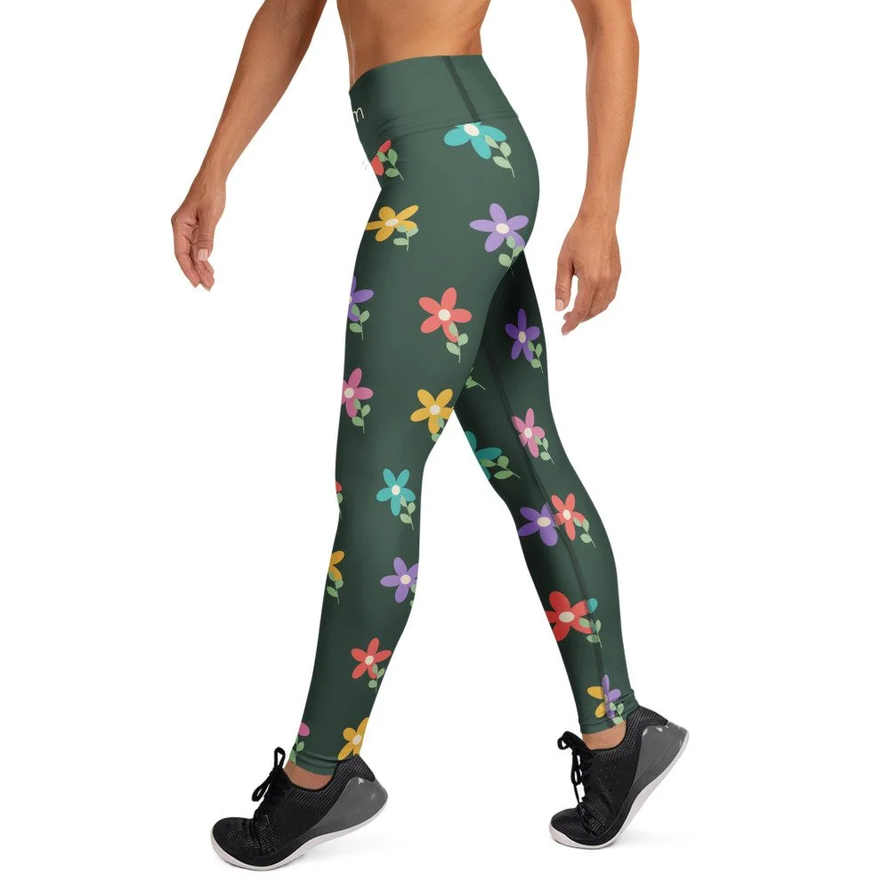 Bloom Practice Leggings — Color Garden in white, left view