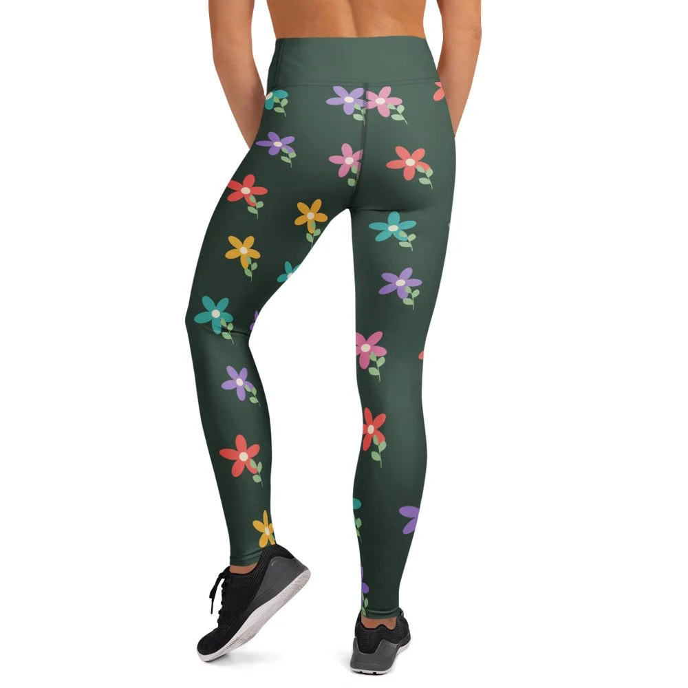 Bloom Practice Leggings — Color Garden in white, back view