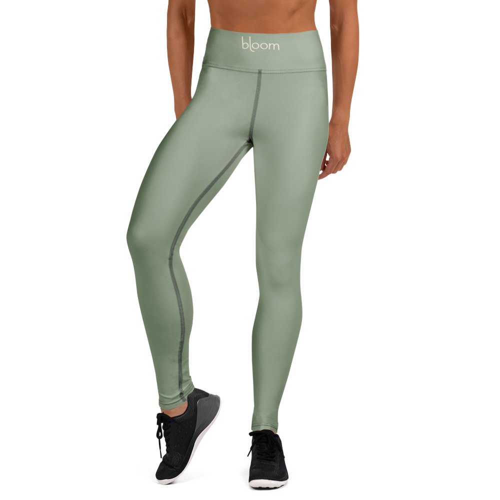Bloom Practice Leggings — Soft Sage in white, front view