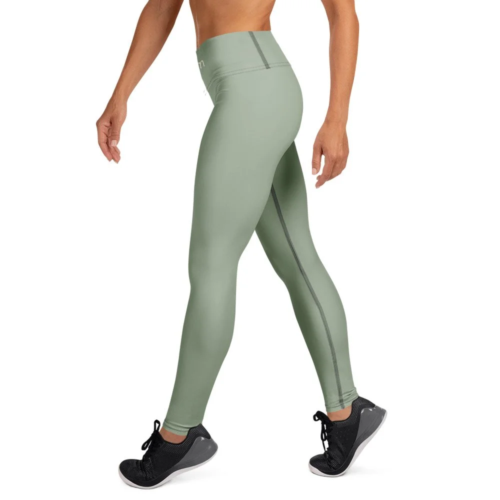 Bloom Practice Leggings — Soft Sage in white, left view