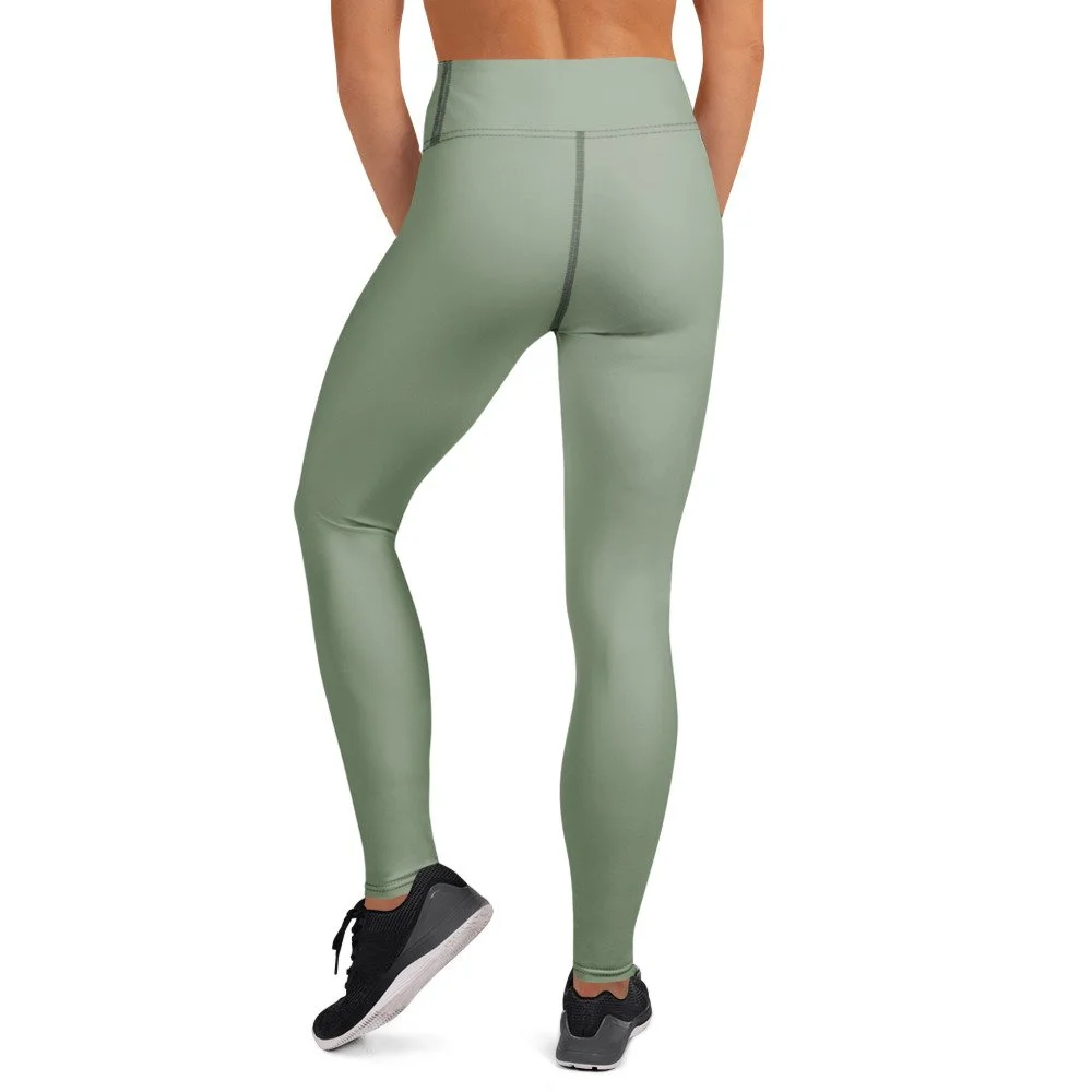 Bloom Practice Leggings — Soft Sage in white, back view