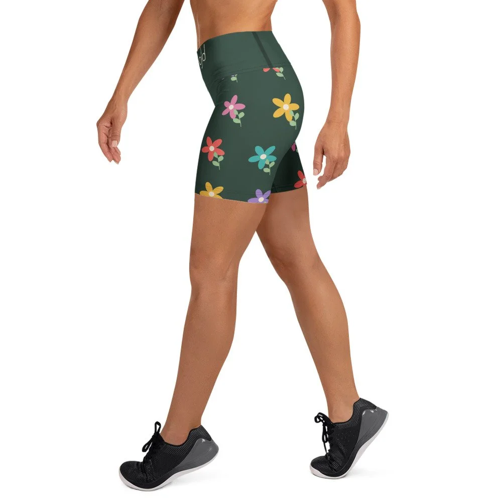Bloom Practice Shorts — Color Garden in white, left view