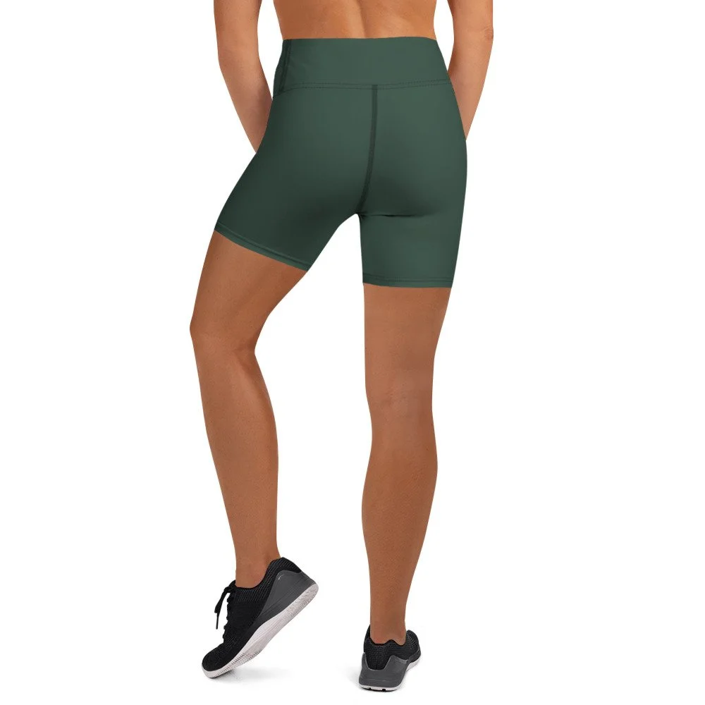 Bloom Practice Shorts — Forest in white, back view