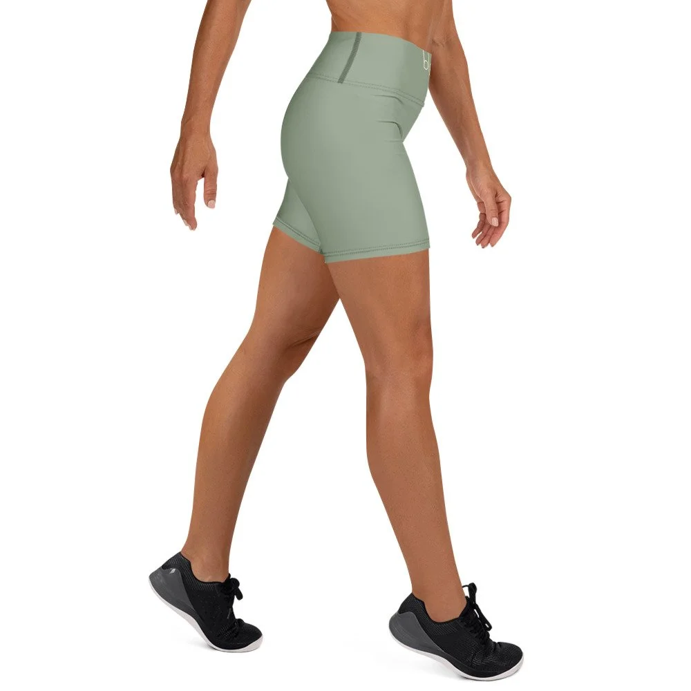 Bloom Practice Shorts — Soft Sage in white, right view