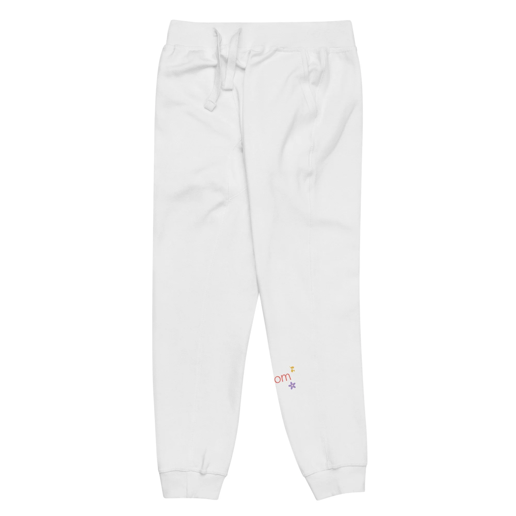 Bloom Fleece Joggers — Color Garden in white, front left view