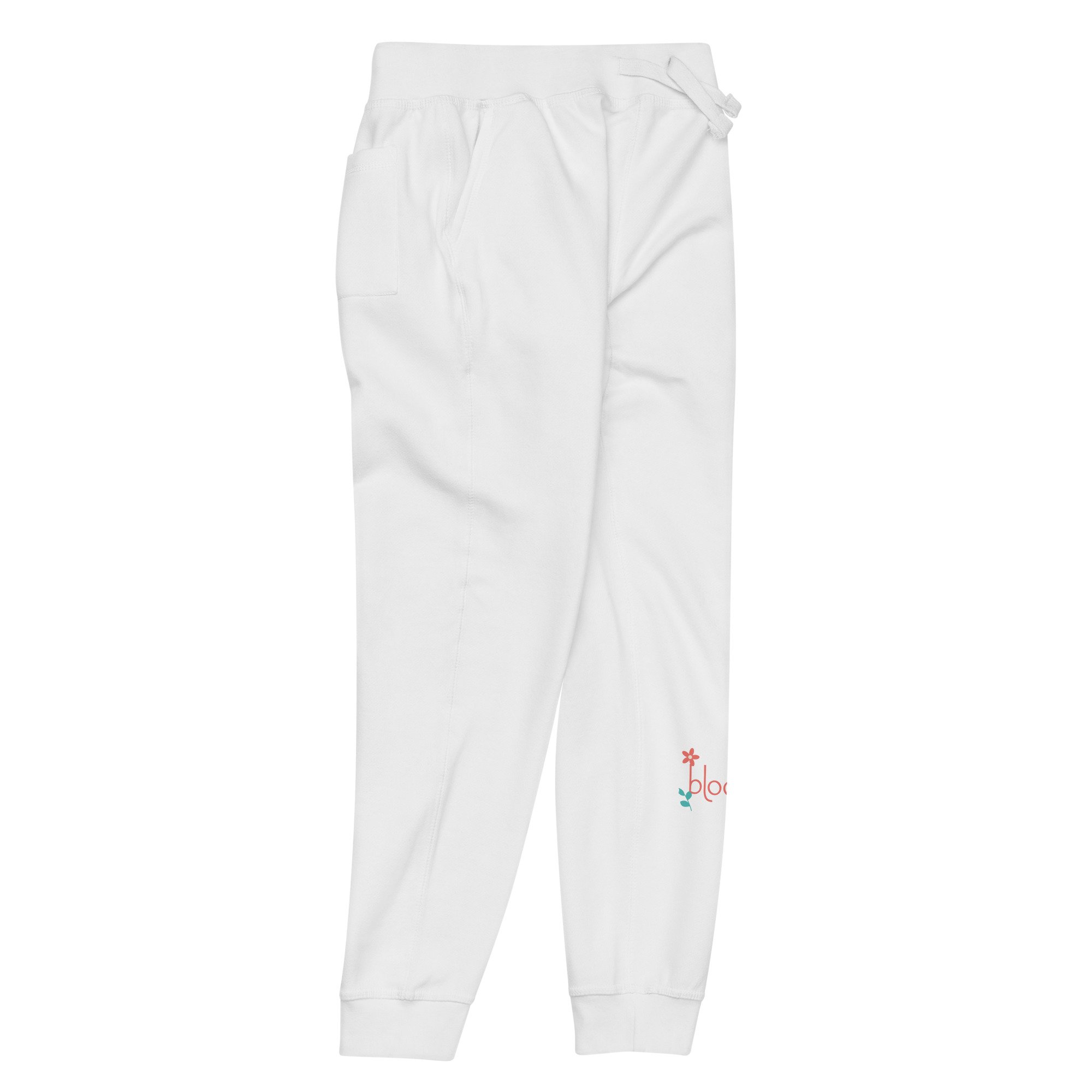 Bloom Fleece Joggers — Color Garden in white, front right view