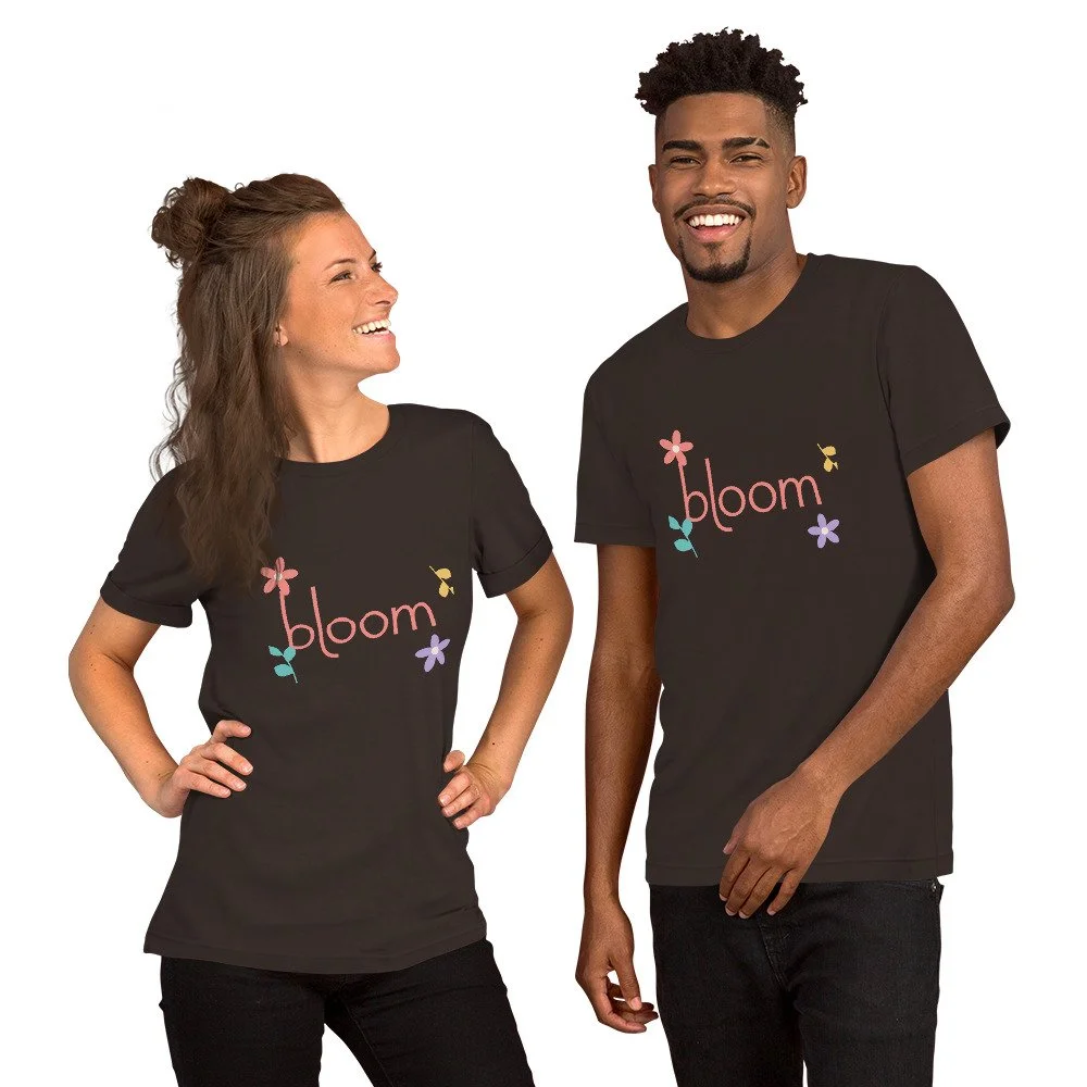 Bloom Everyday Tee — Color Garden in brown, front view