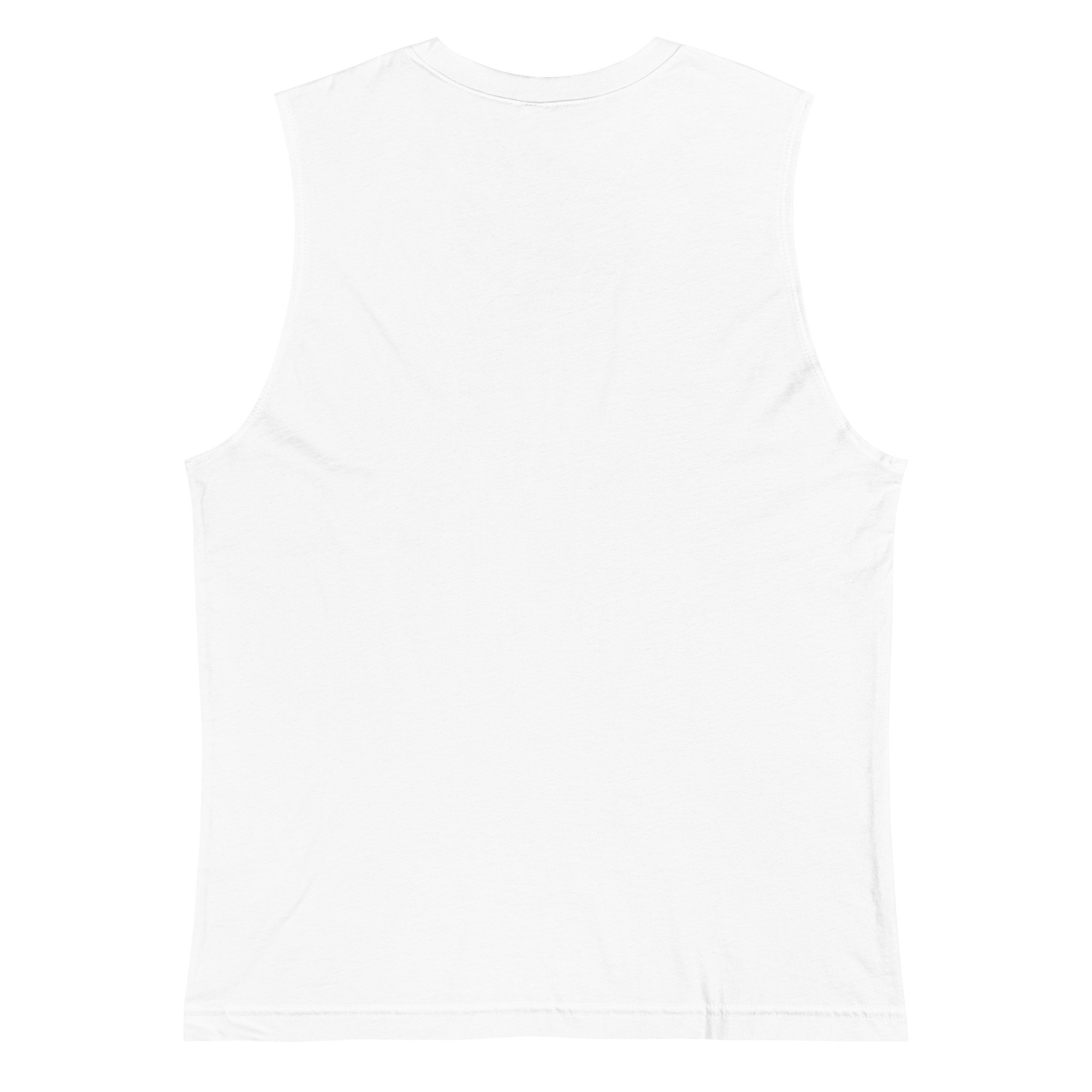 Bloom Muscle Tank — Color Garden in white, back view
