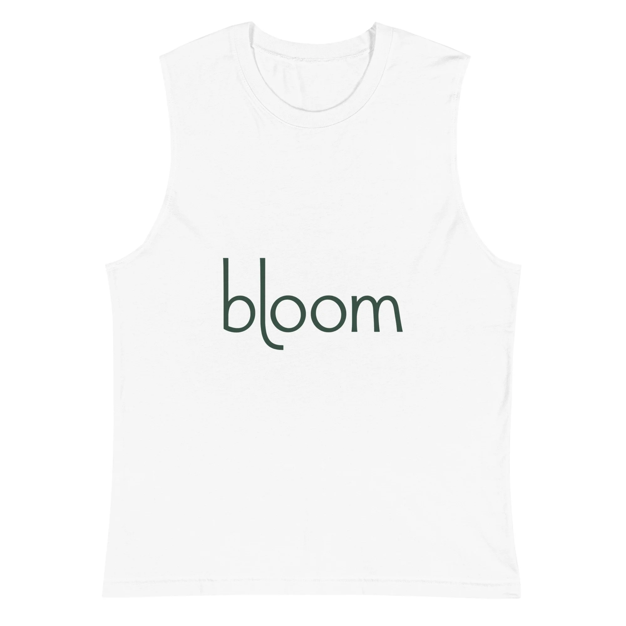 Bloom Muscle Tank — White / Forest in white, front view