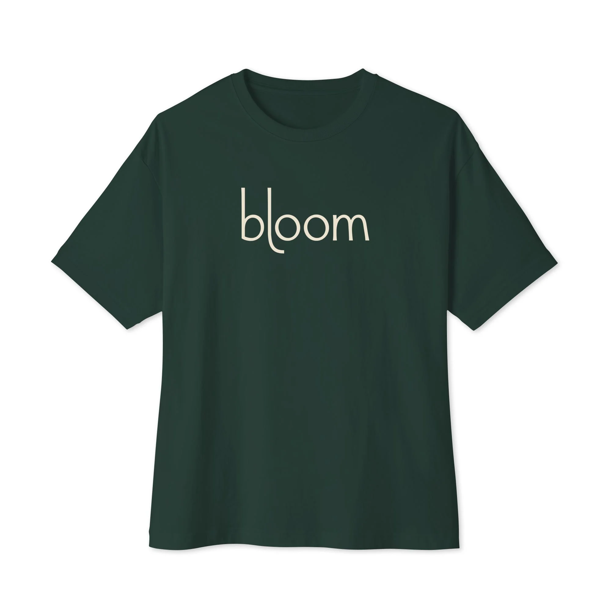 Bloom Oversized Boxy Tee — Dark Grey / Forest in forest, front view