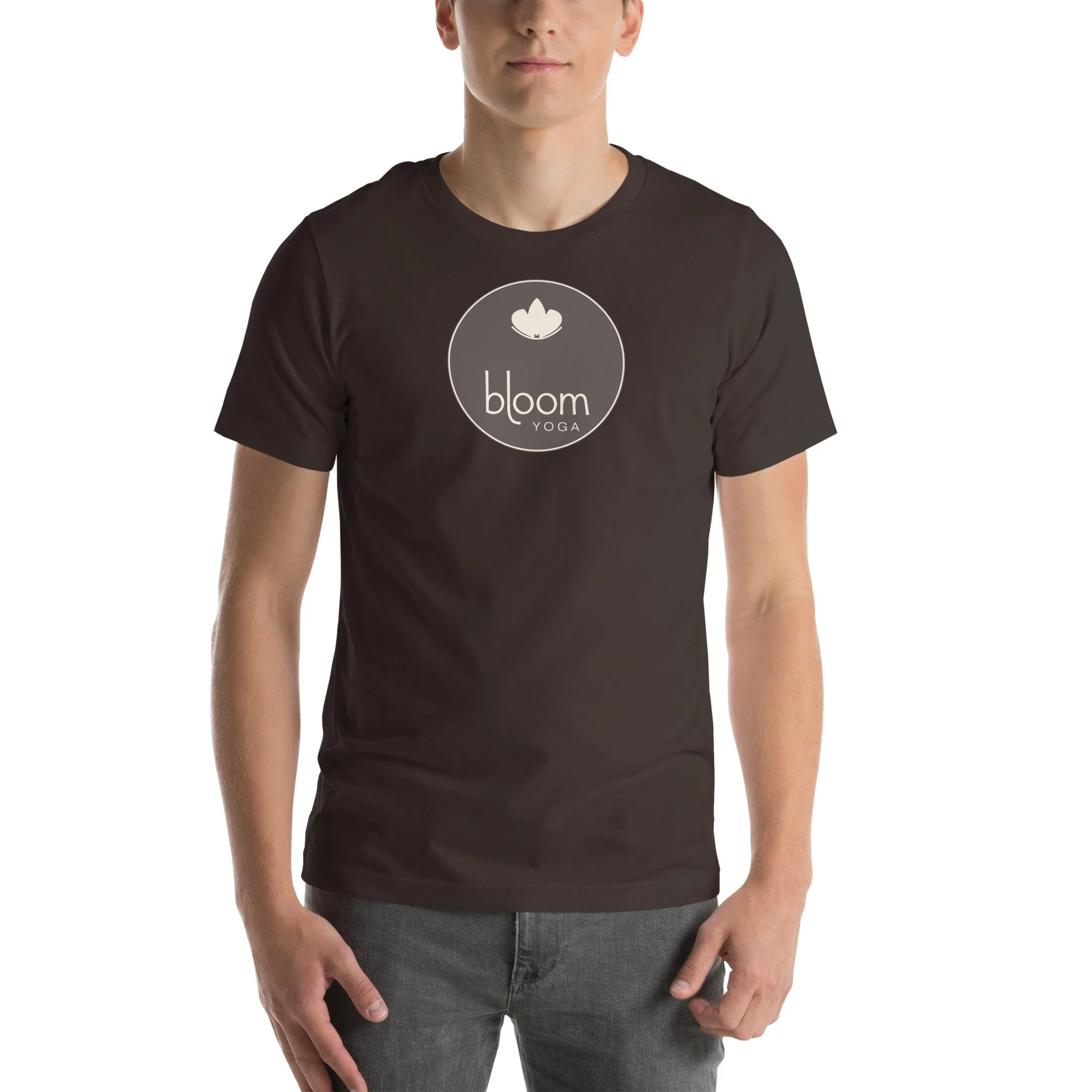 Bloom Everyday Tee — Navy / Brown in brown, front view