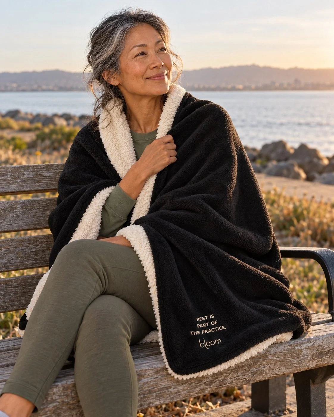 Bloom Restore Sherpa Blanket, lifestyle photograph