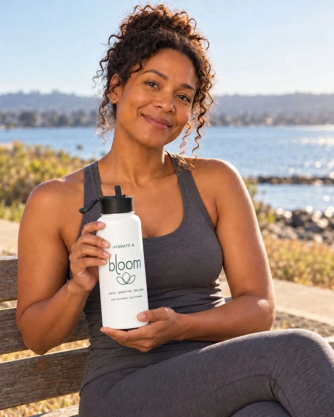 Bloom 32 oz Water Bottle, lifestyle photograph