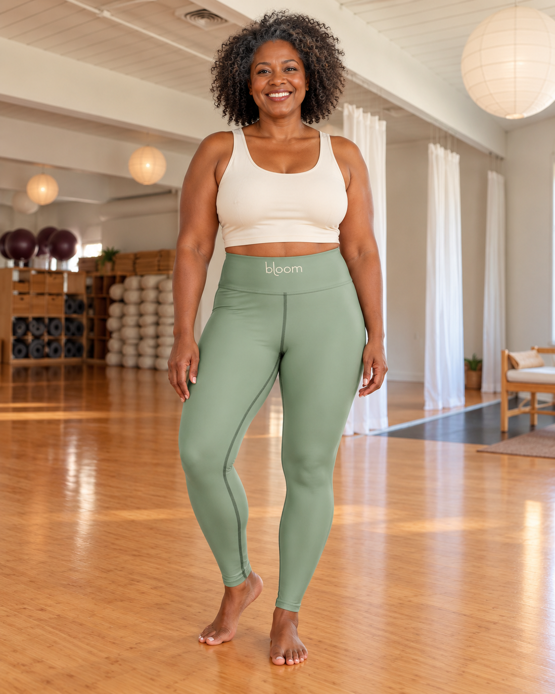 Bloom Practice Leggings — Soft Sage in Soft Sage at Bloom Yoga studio