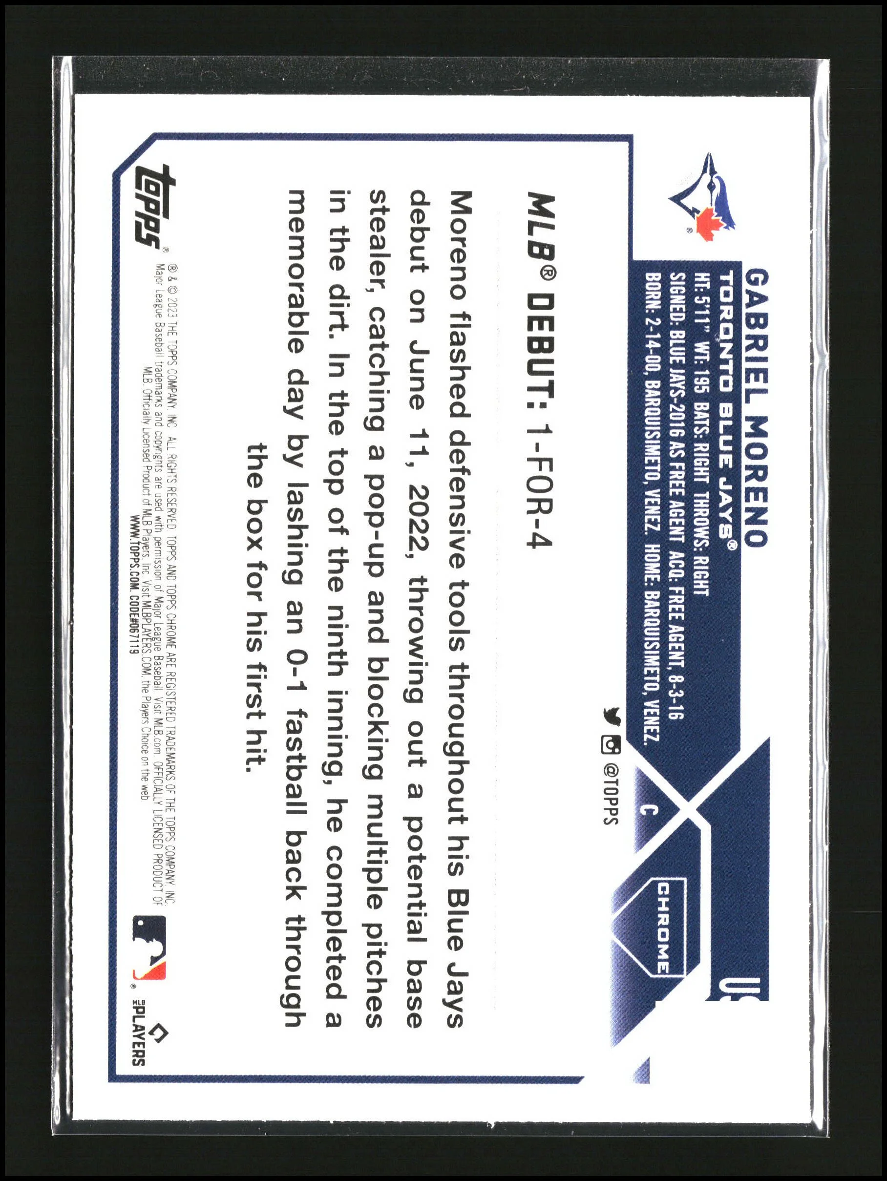 Gabriel Moreno - Topps Chrome Update