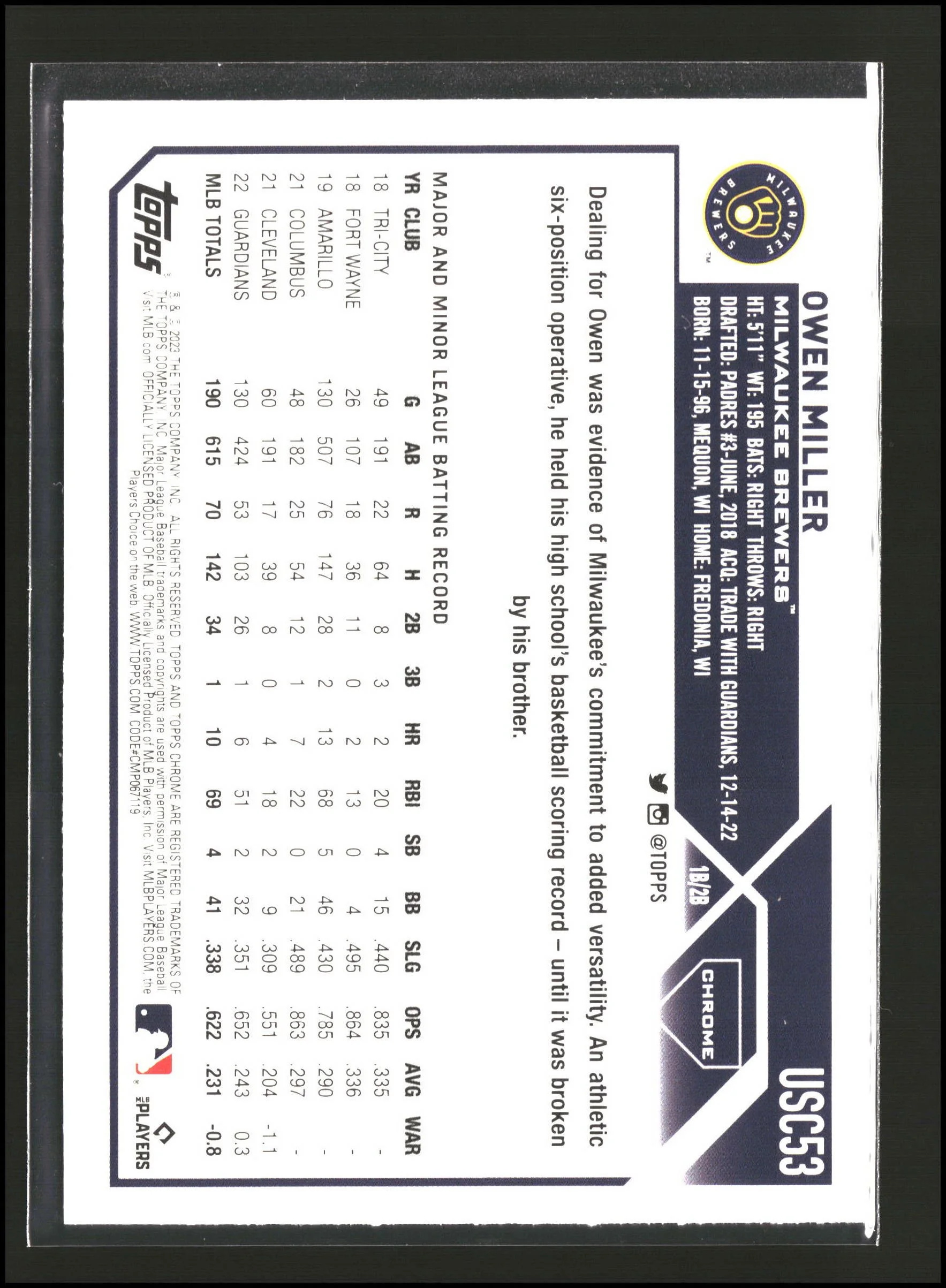 Owen Miller - Topps Chrome Update