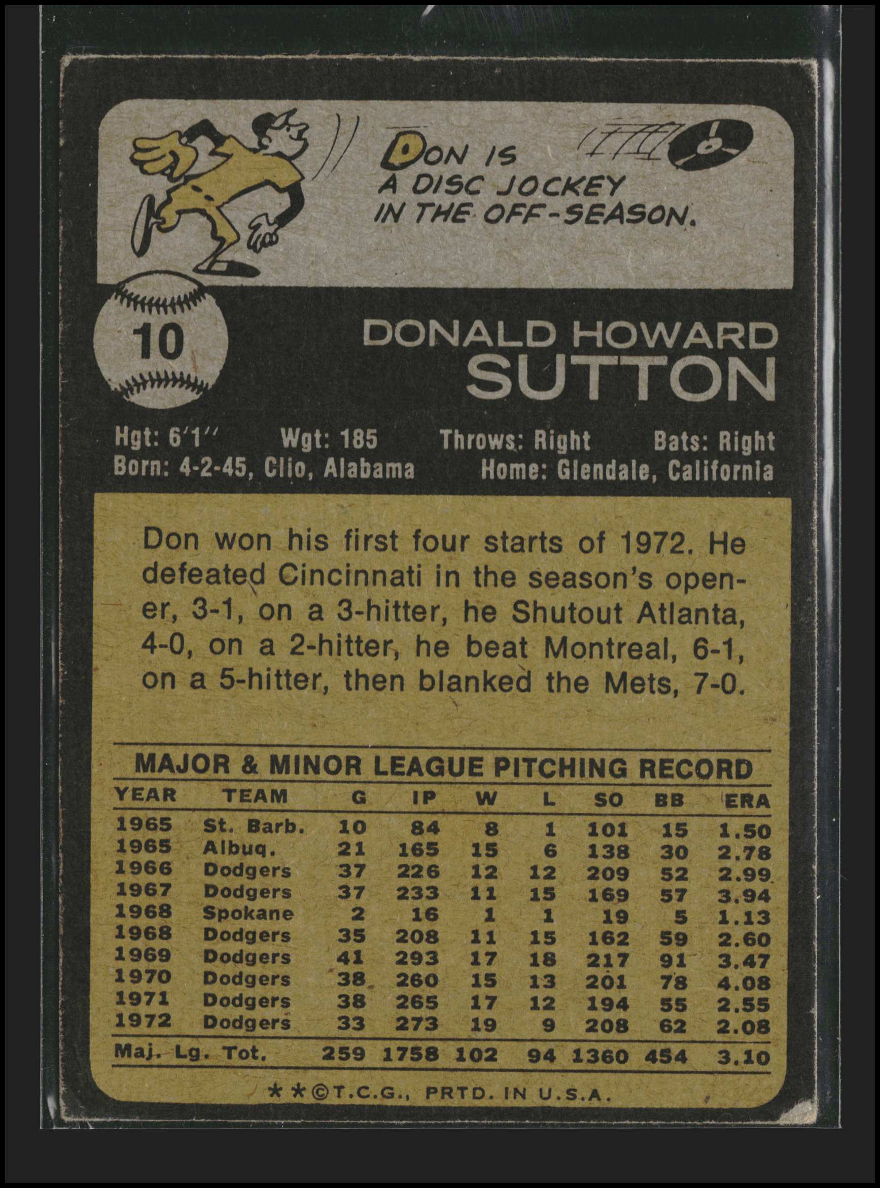 Don Sutton #10 | 1973 Topps | Baseball Cards