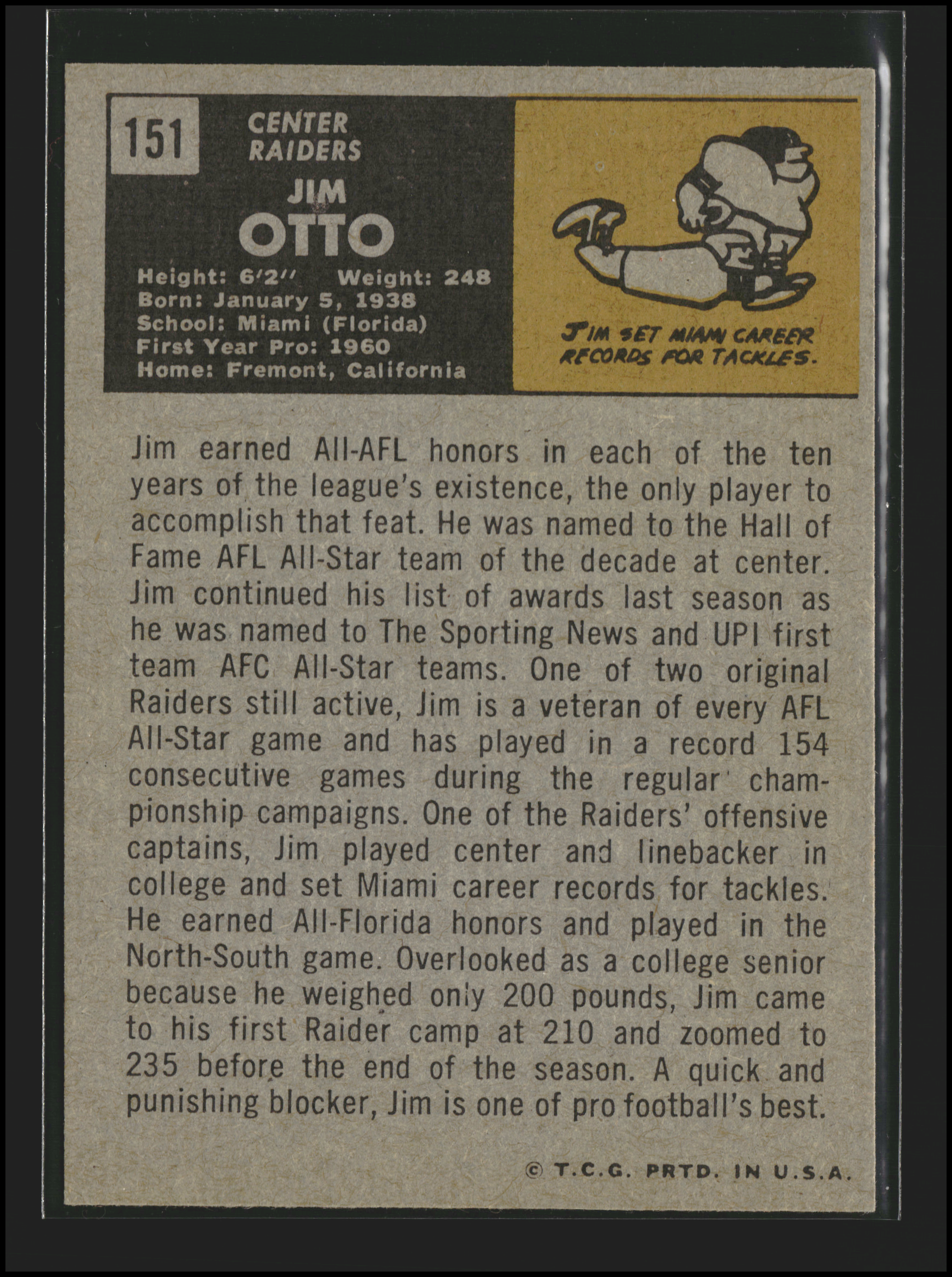 Jim Otto #151 | 1971 Topps | Football Cards