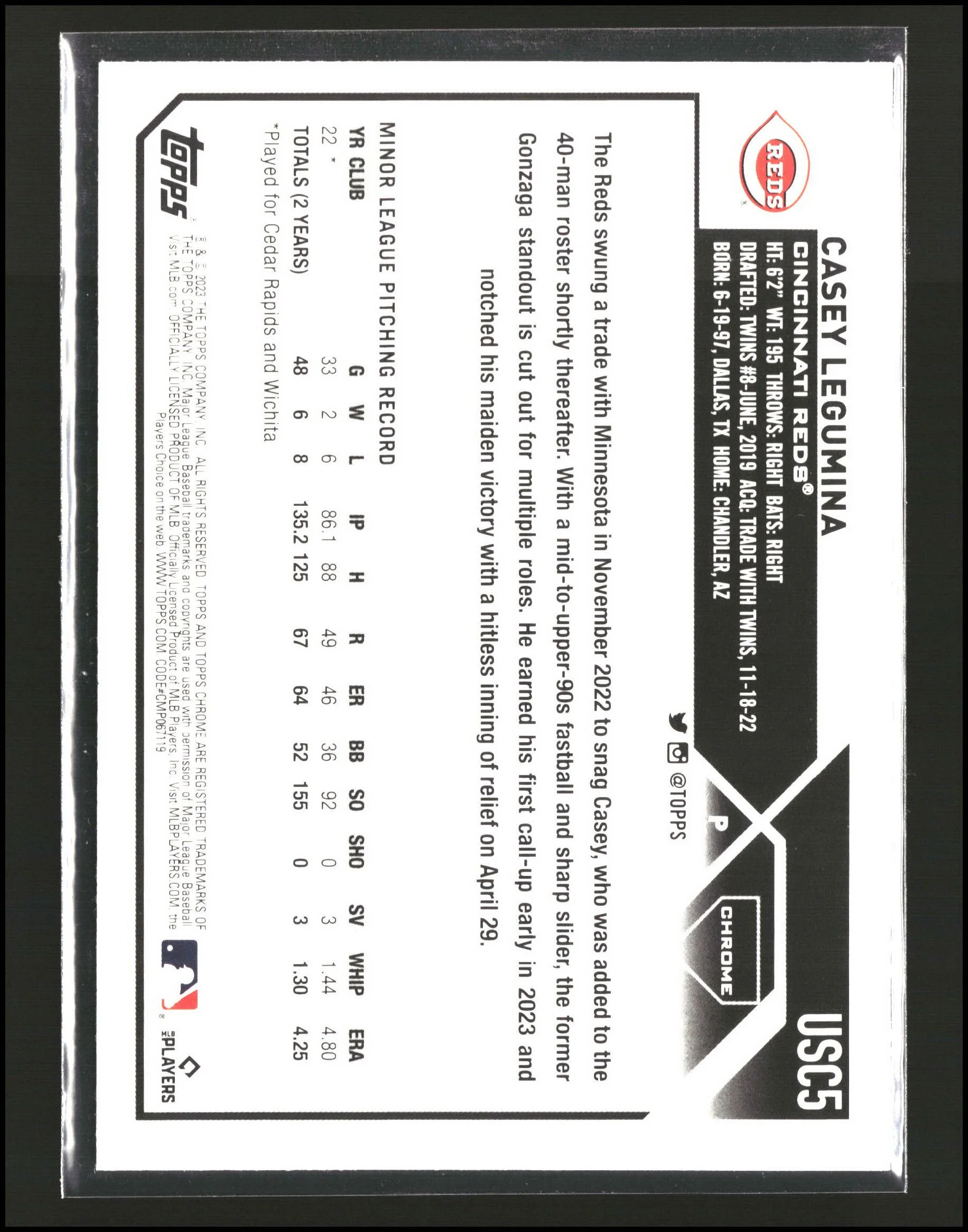 Casey Legumina - Topps Chrome Update