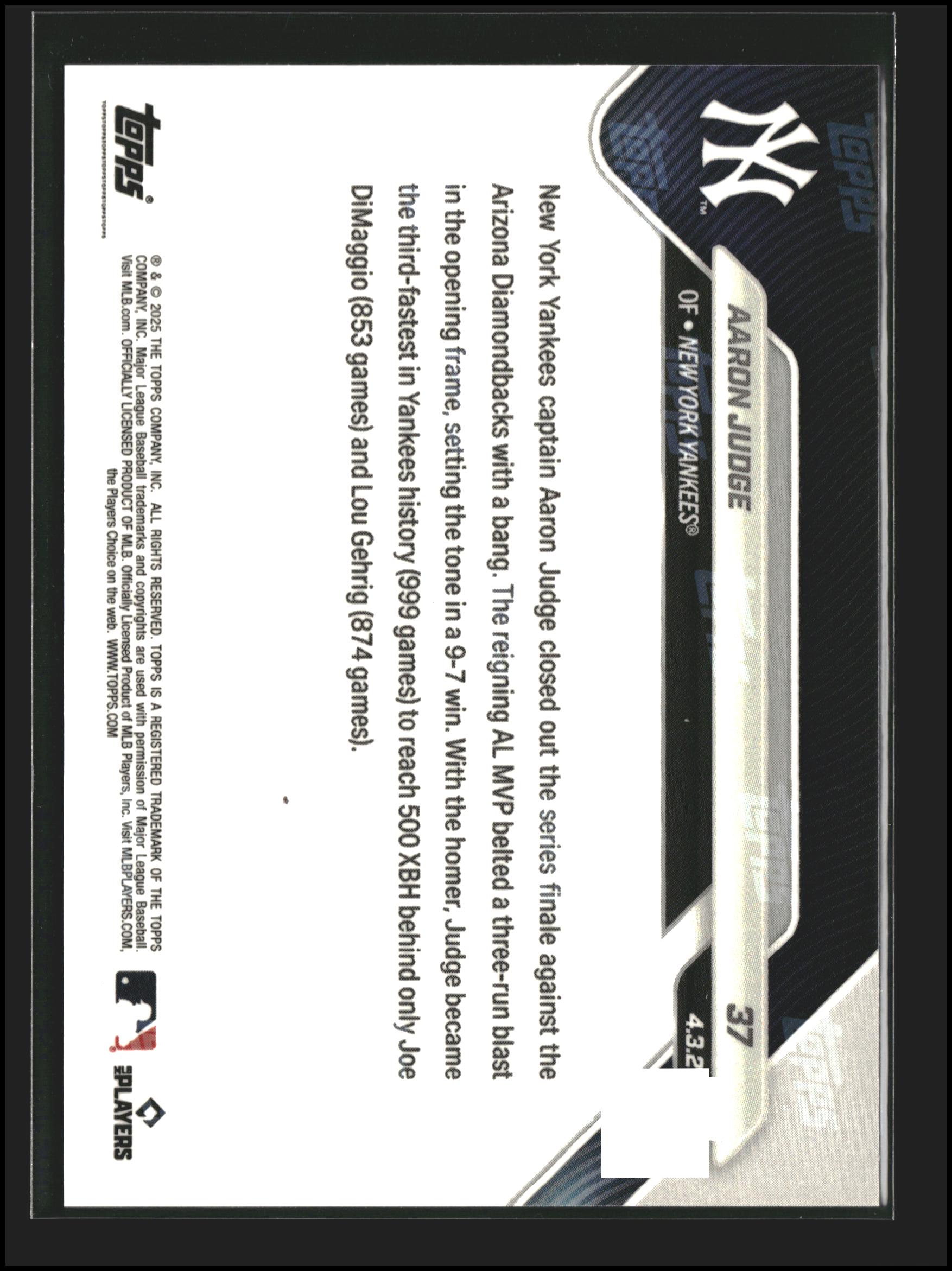 Aaron Judge #37 | Topps: Now | Baseball