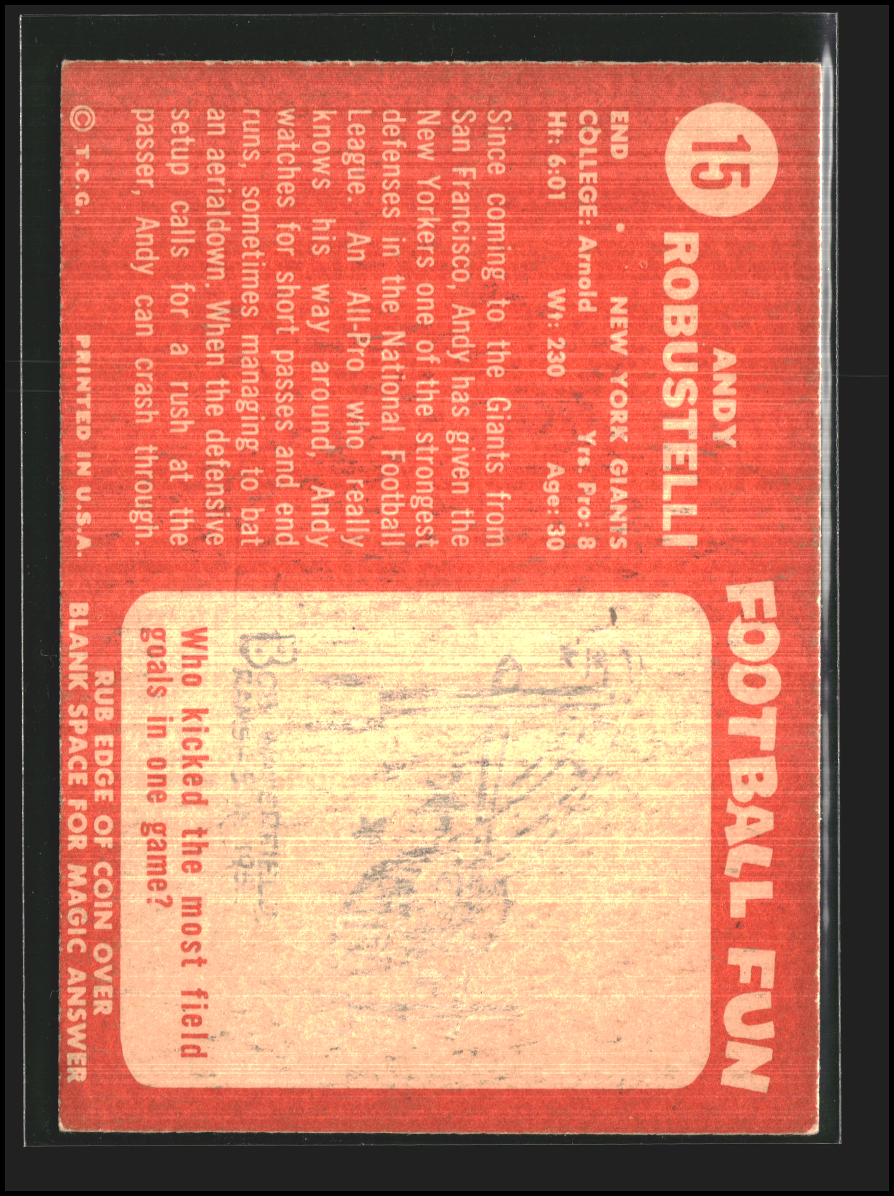 Andy Robustelli #15 | 1958 Topps | Football Cards
