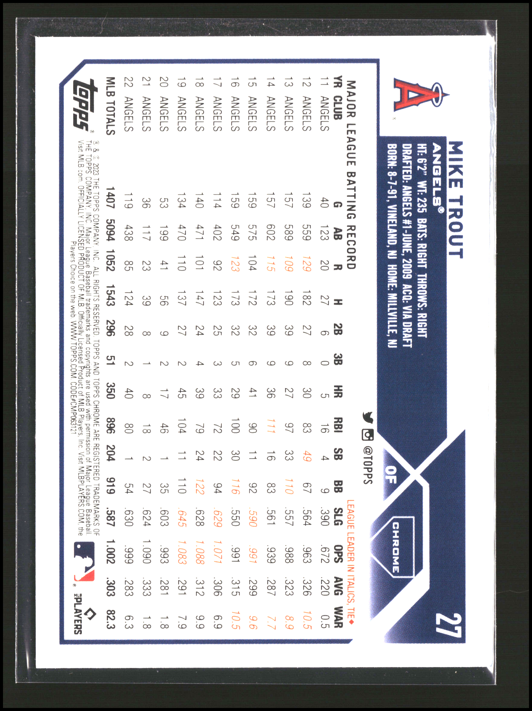 Mike Trout - Topps Chrome