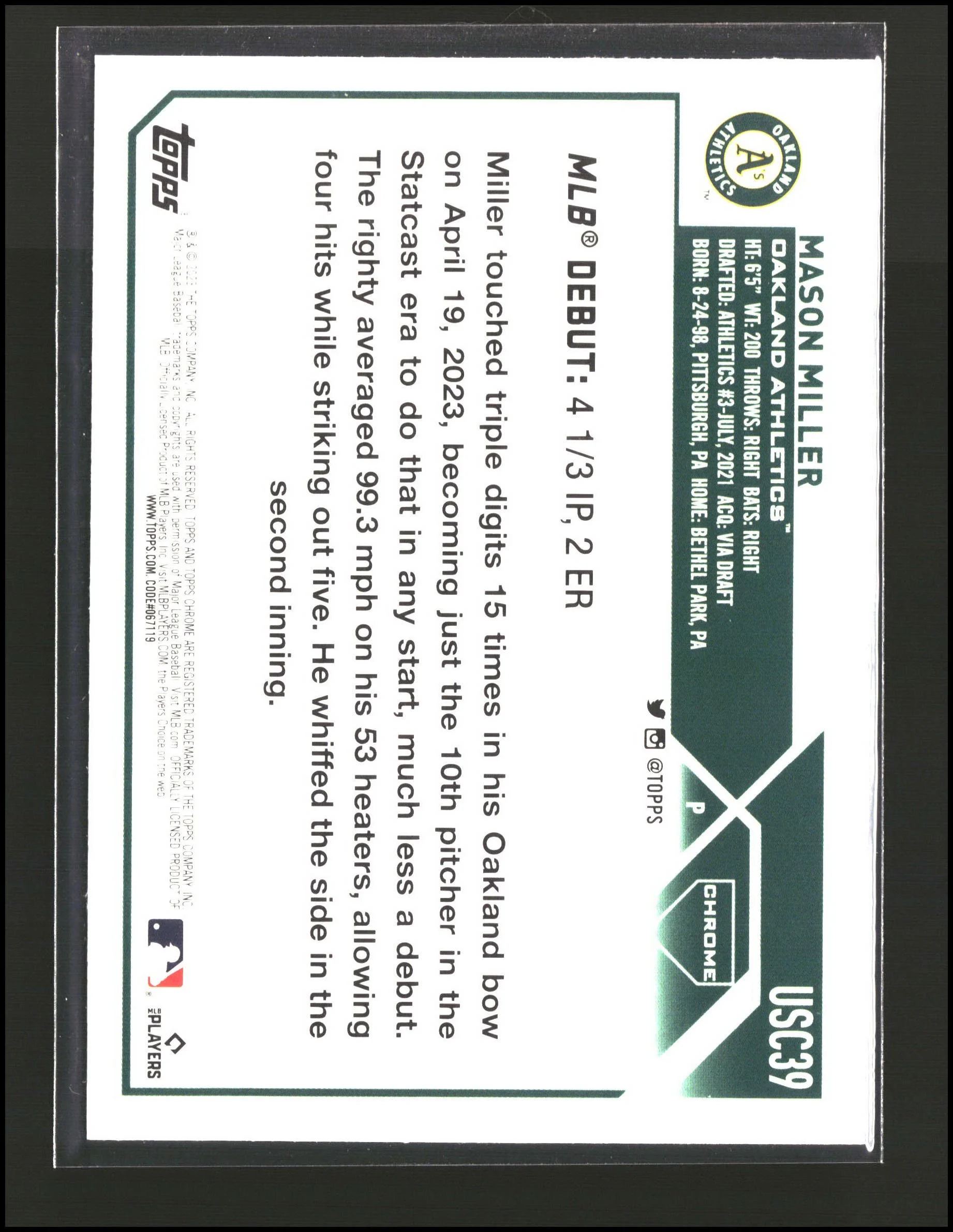 Mason Miller - Topps Chrome Update