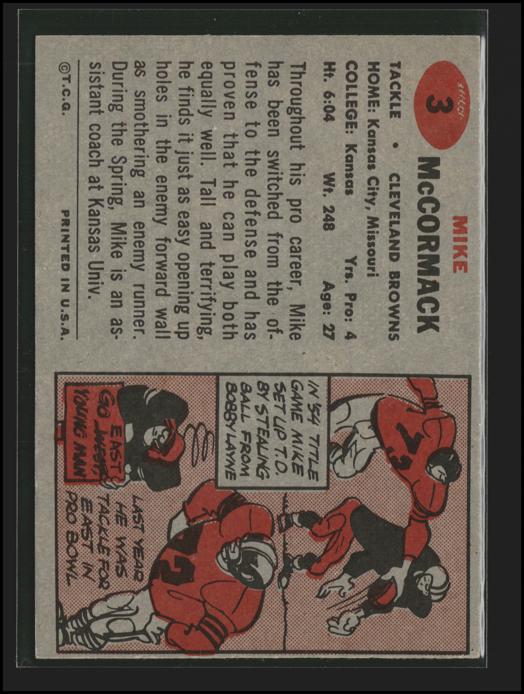 Mike McCormack #3 | 1957 Topps | Football Cards