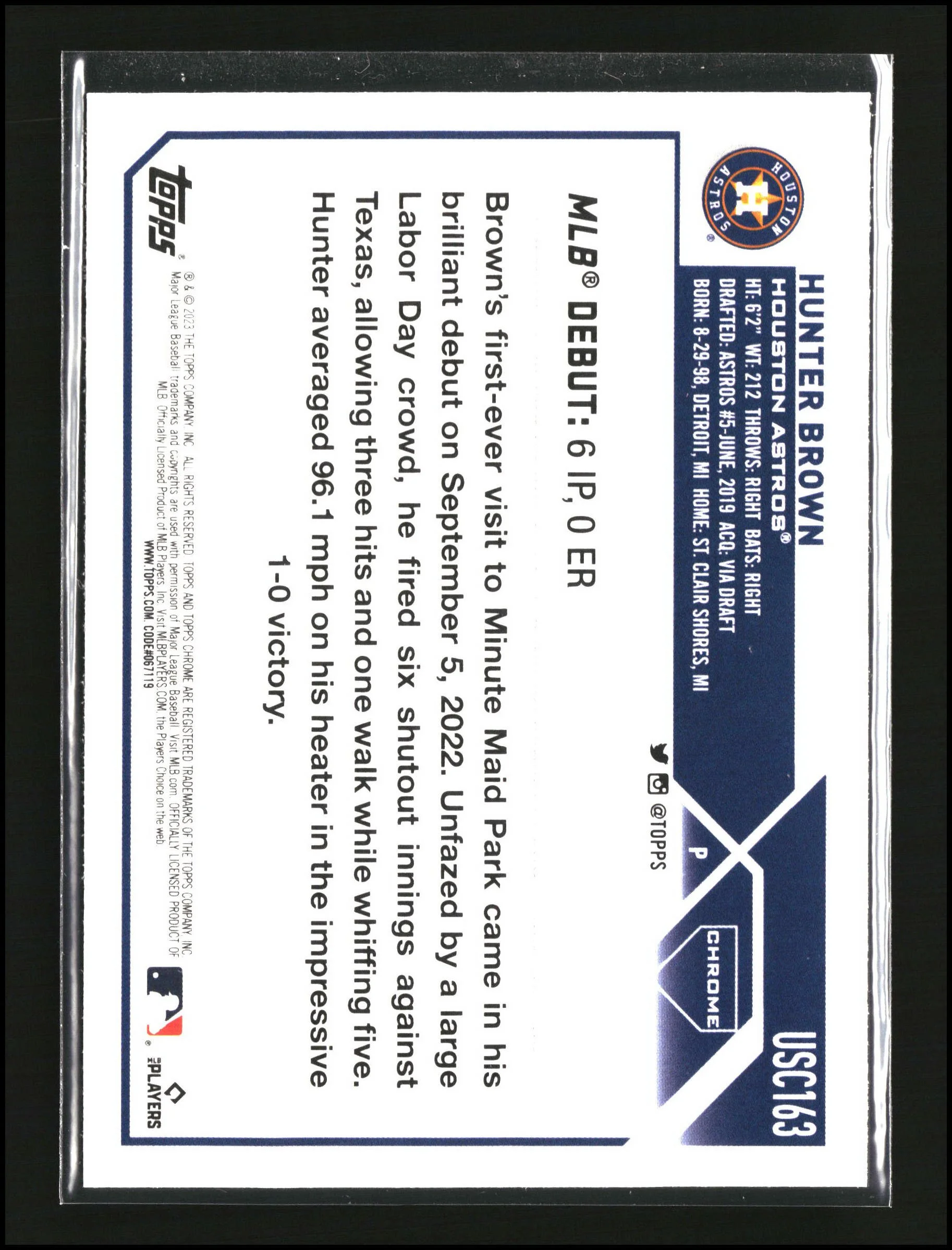 Hunter Brown - Topps Chrome Update