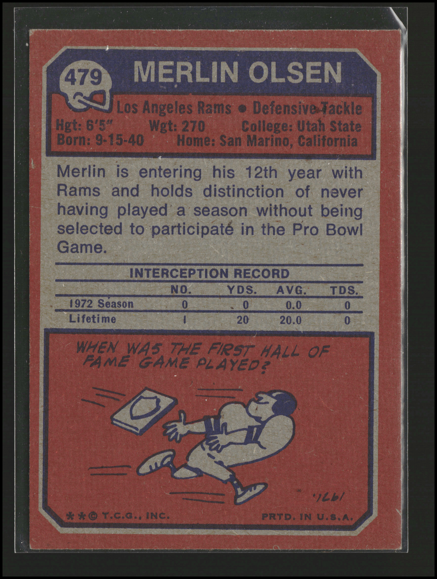 Merlin Olsen #479 | 1973 Topps | Football Cards