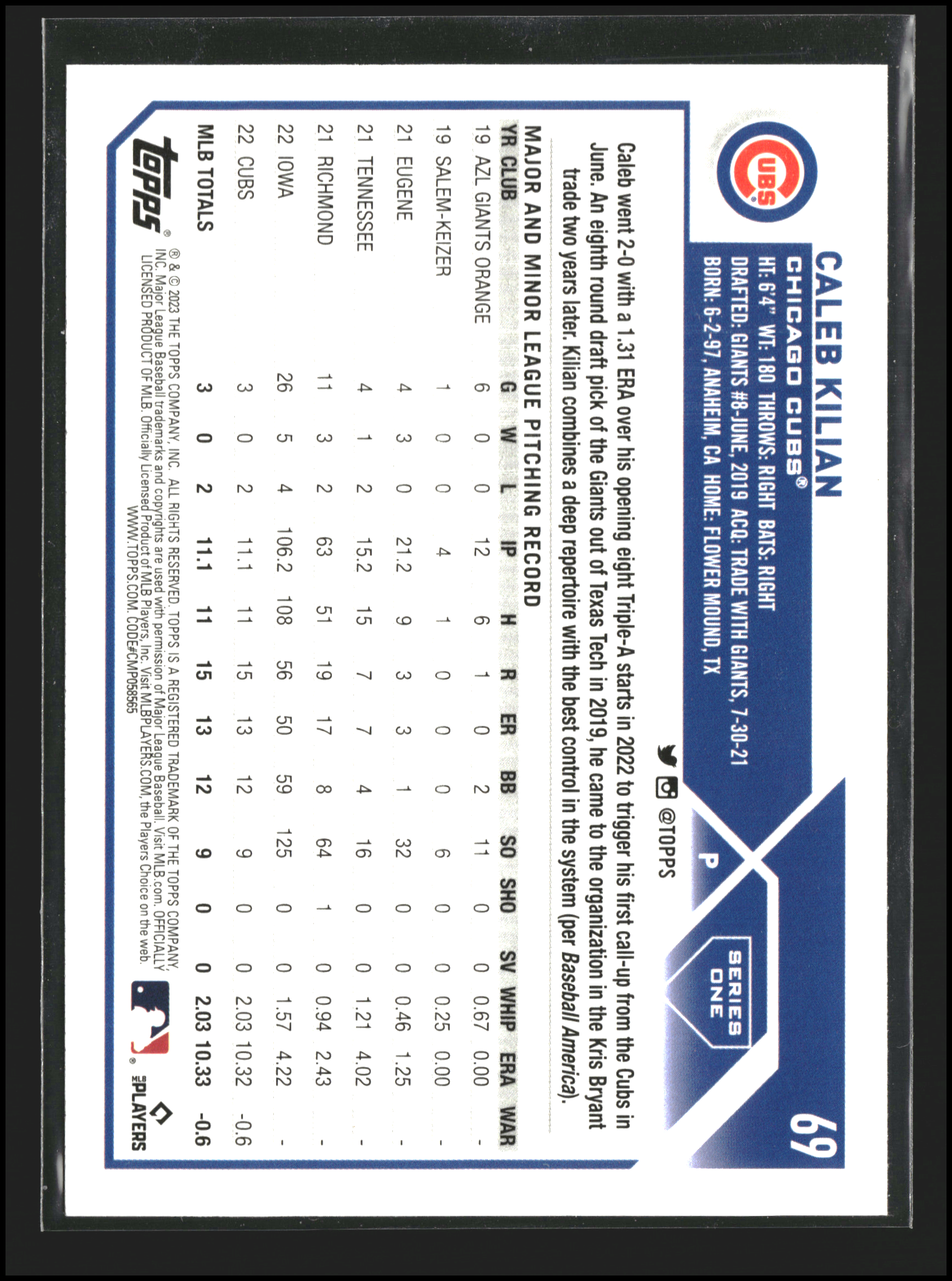 Caleb Kilian - Topps