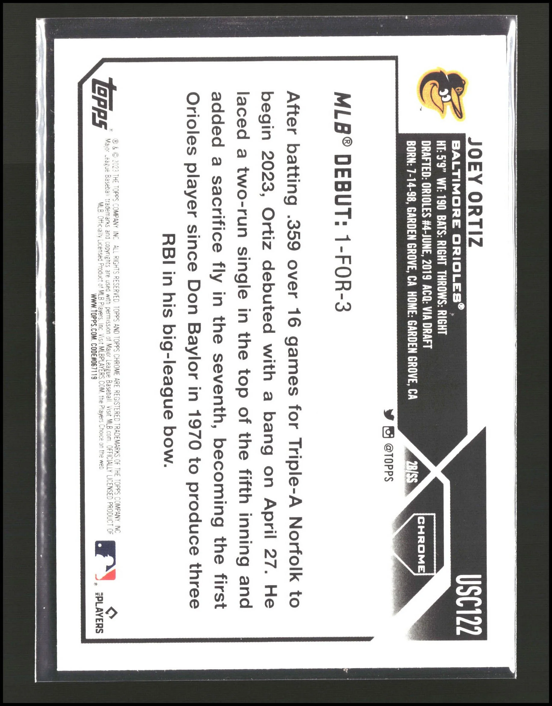 Joey Ortiz - Topps Chrome Update