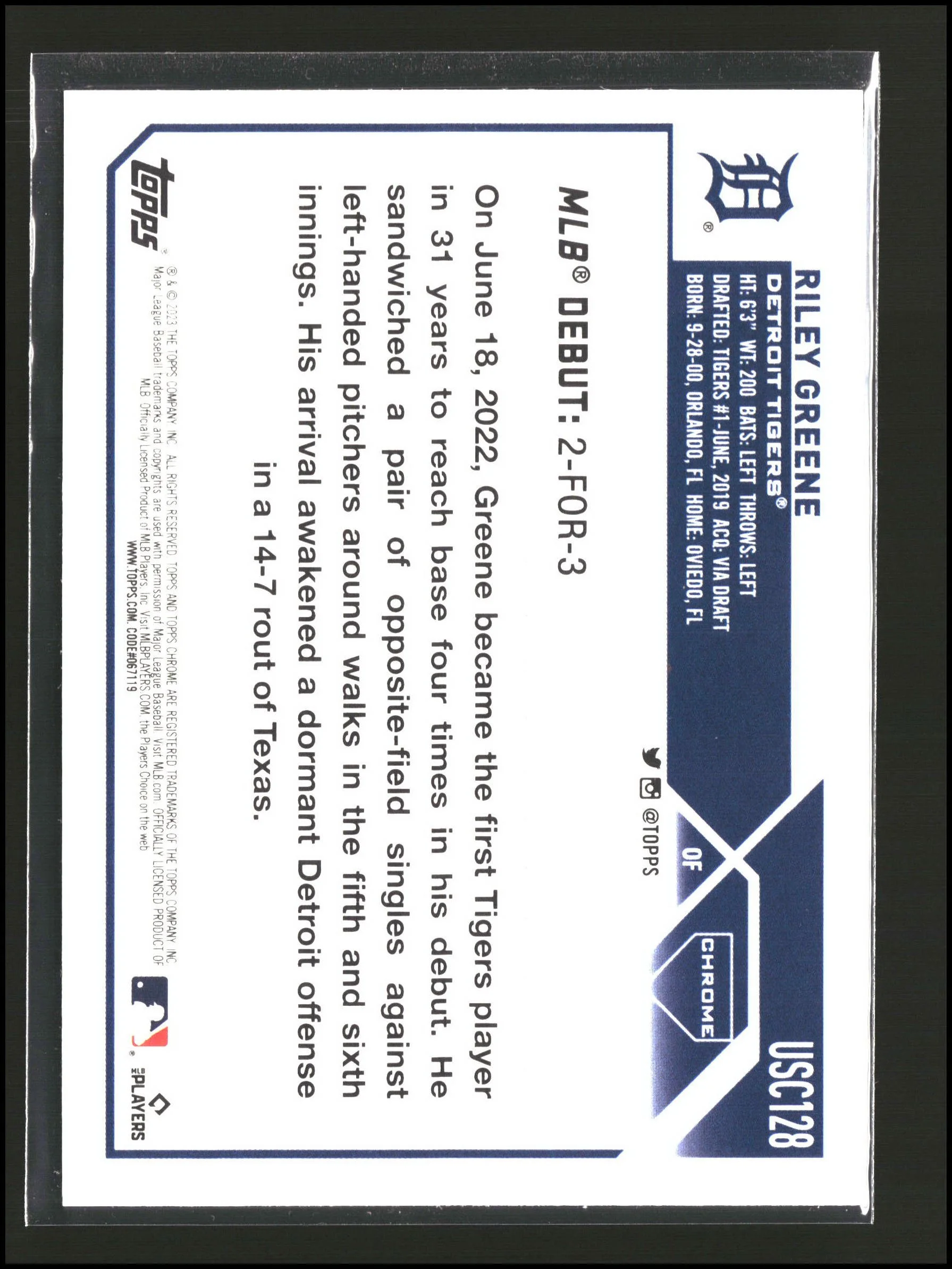 Riley Greene - Topps Chrome Update