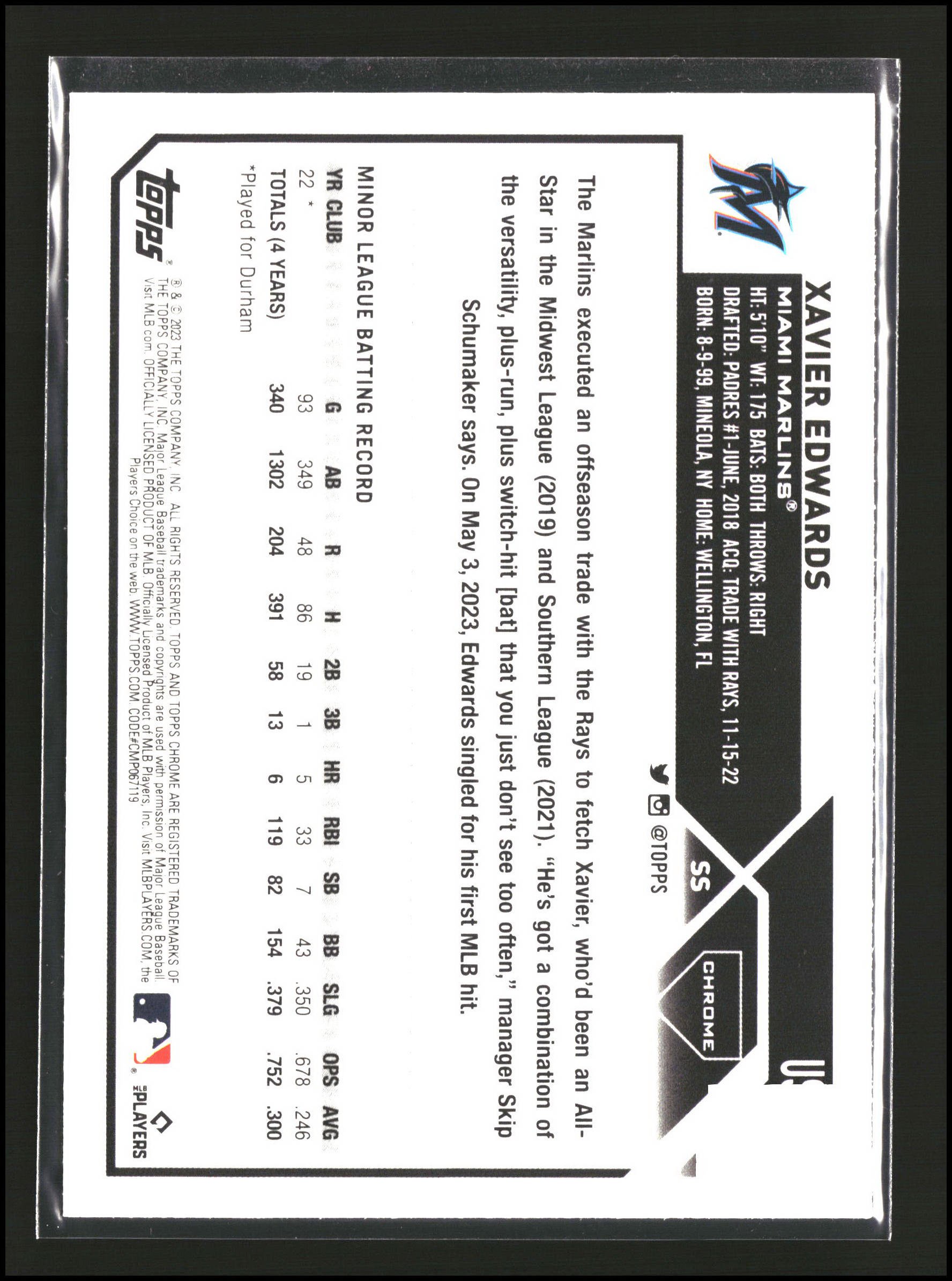 Xavier Edwards - Topps Chrome Update