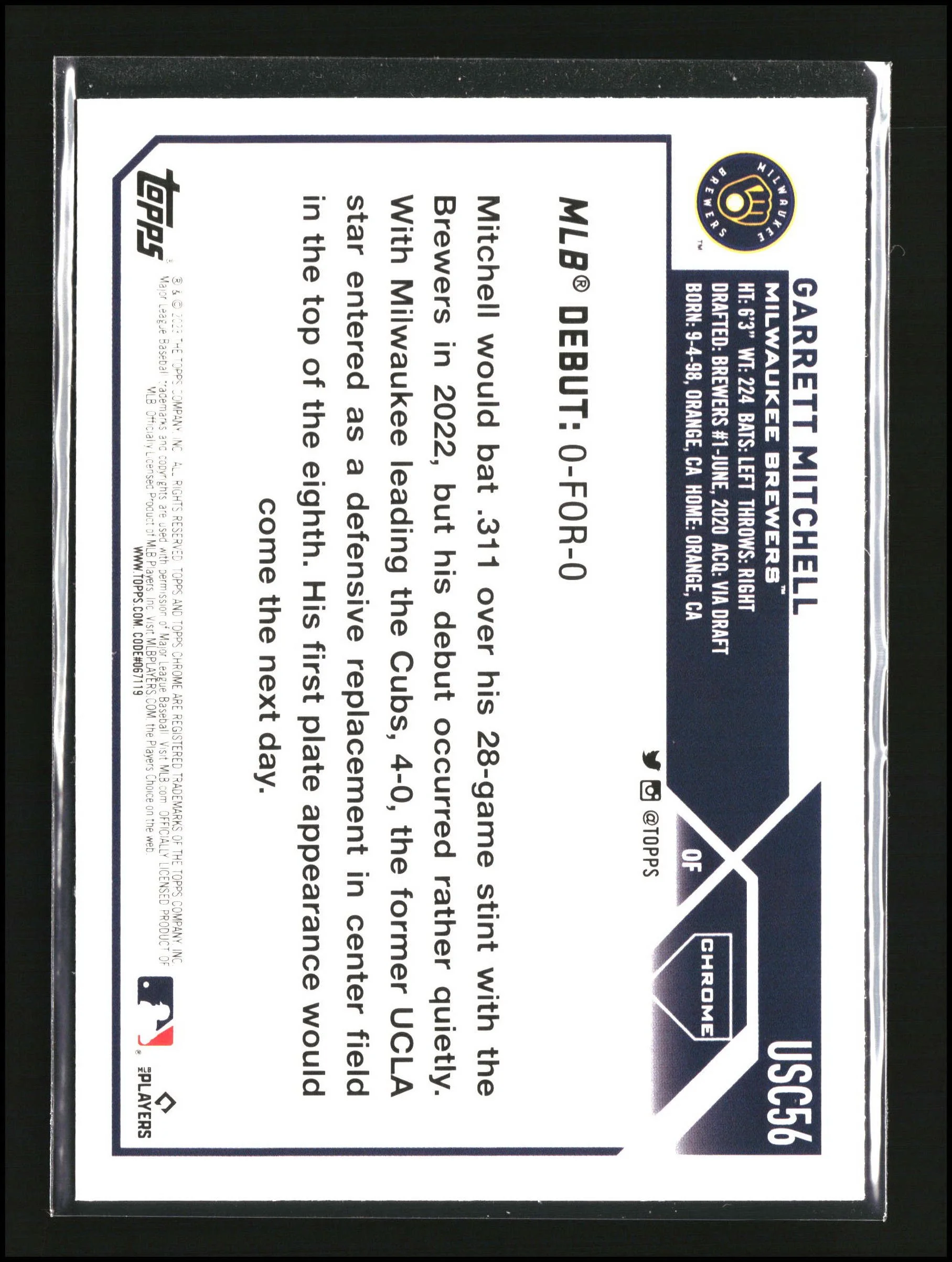 Garrett Mitchell - Topps Chrome Update