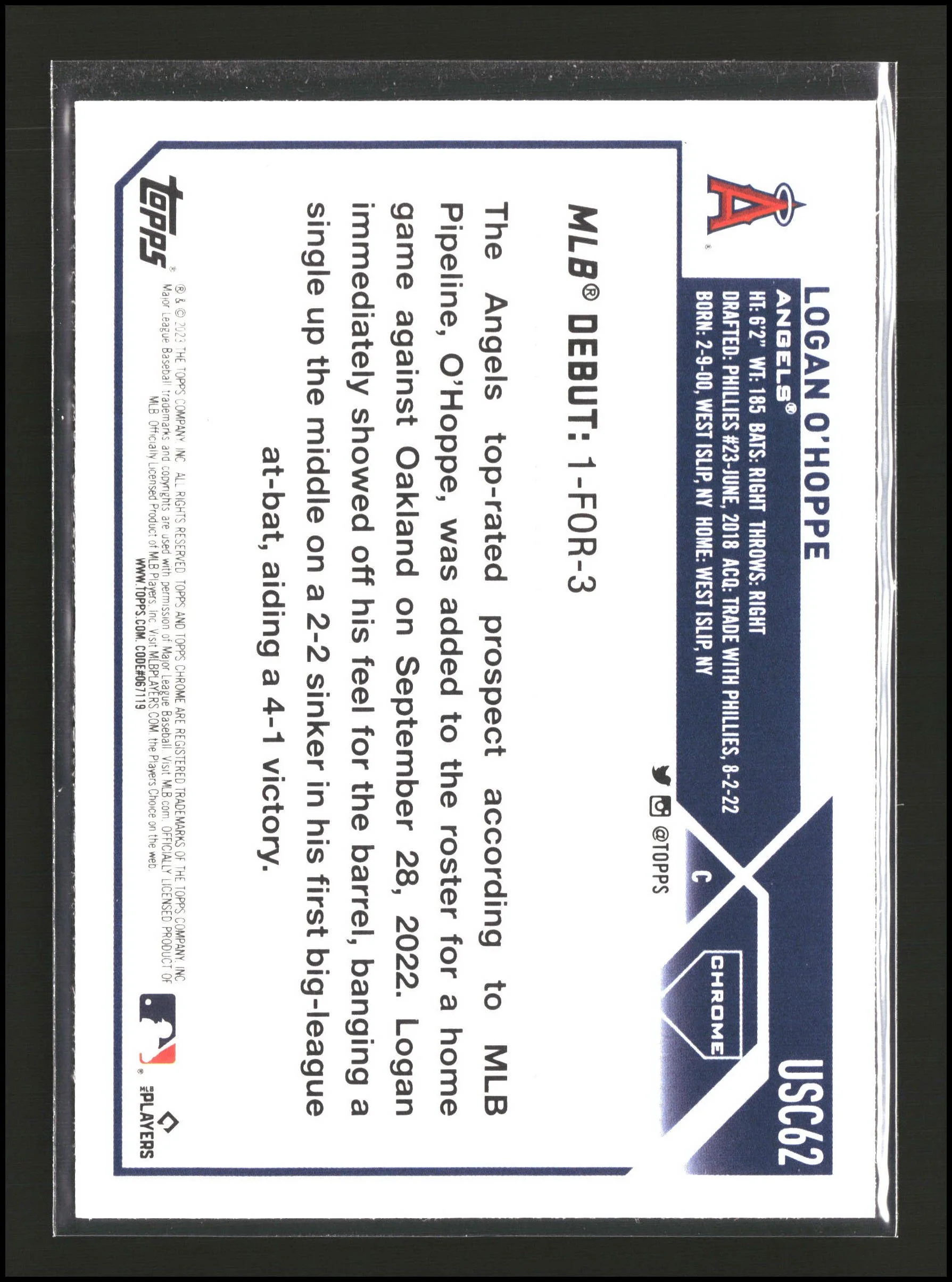 Logan O'Hoppe - Topps Chrome Update