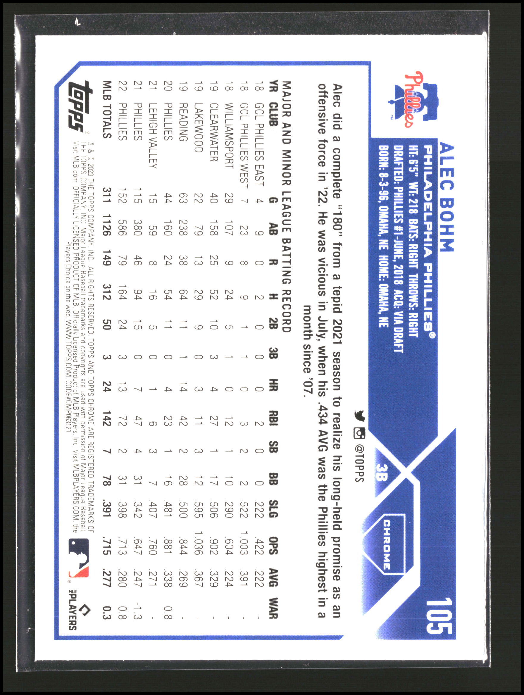 Alec Bohm - Topps Chrome