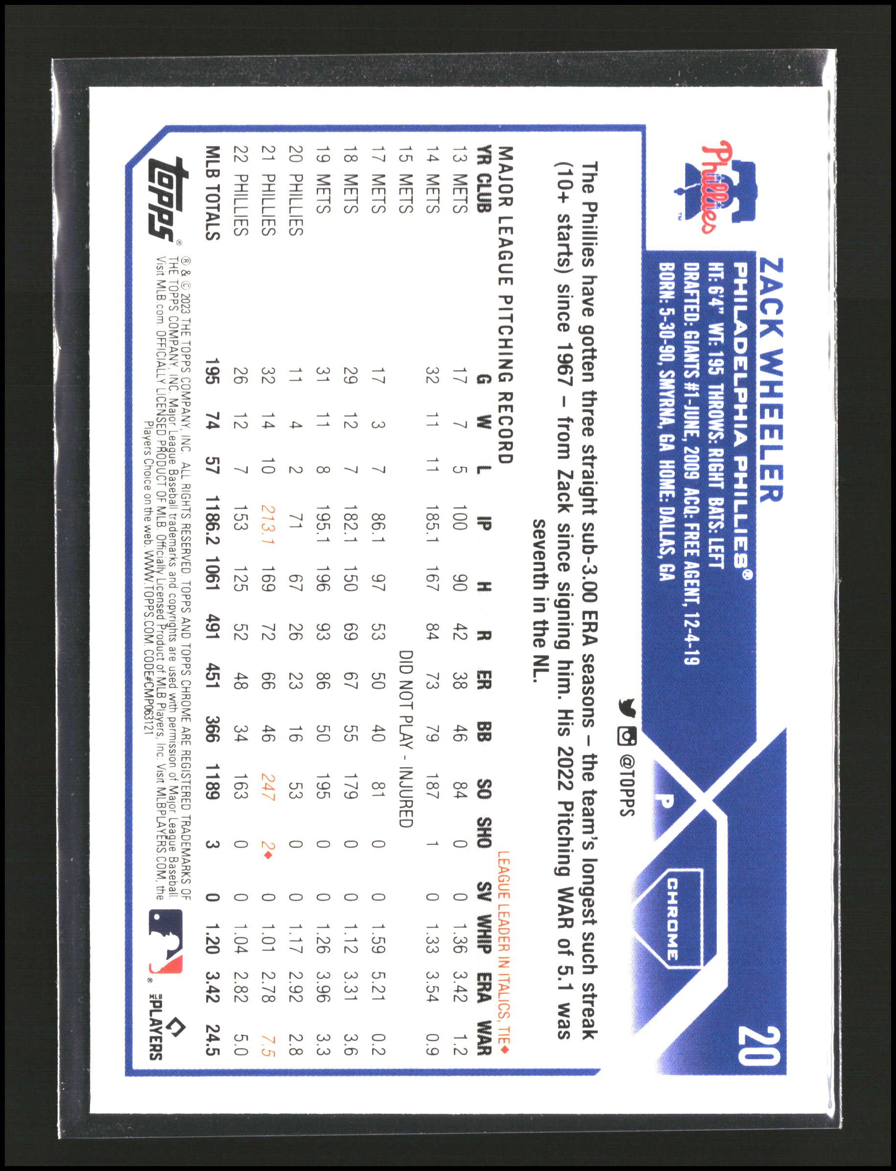 Zack Wheeler - Topps Chrome