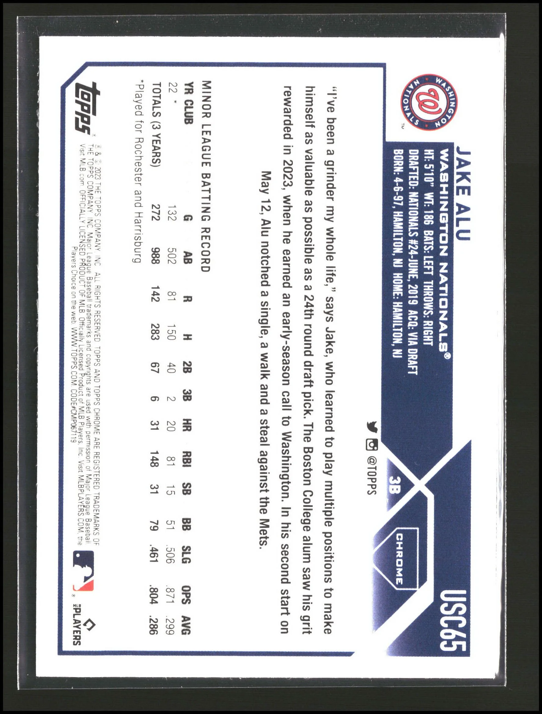 Jake Alu - Topps Chrome Update