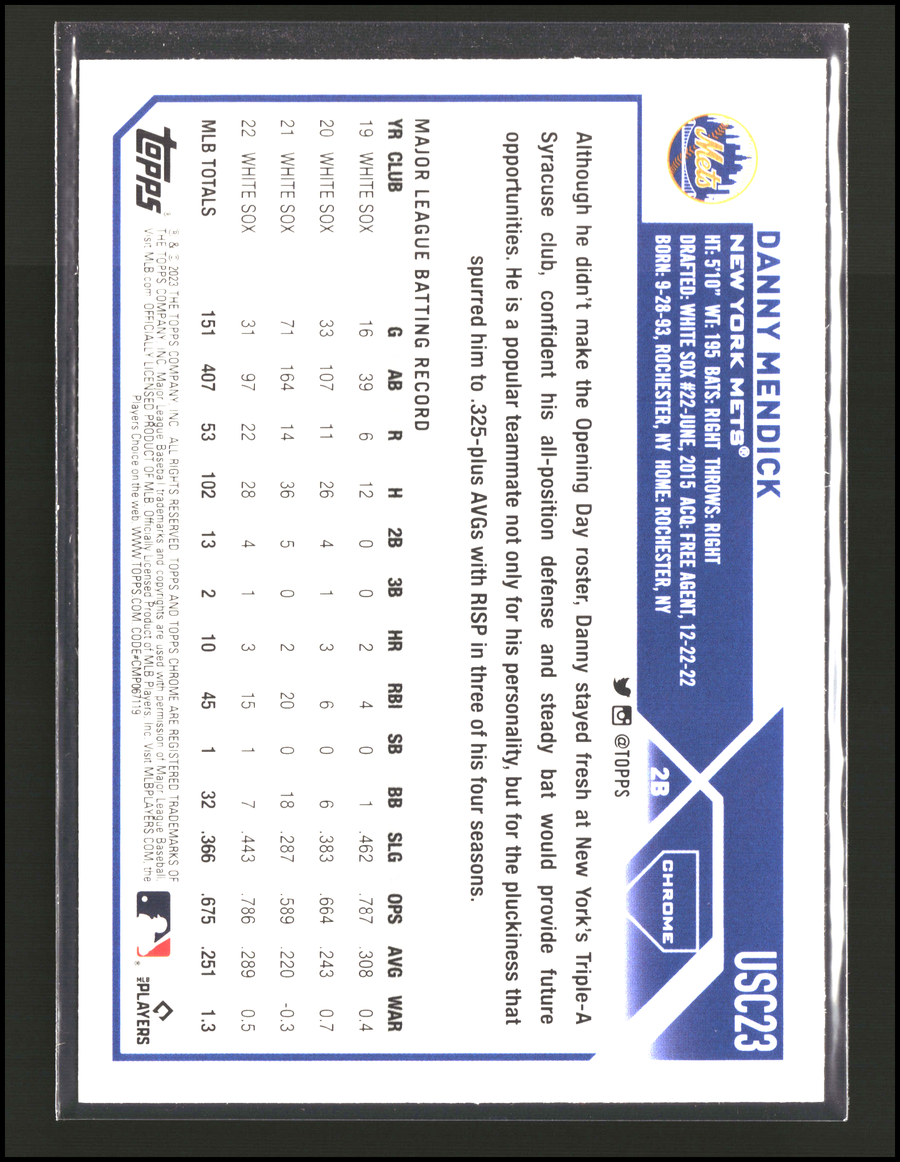 Danny Mendick - Topps Chrome Update
