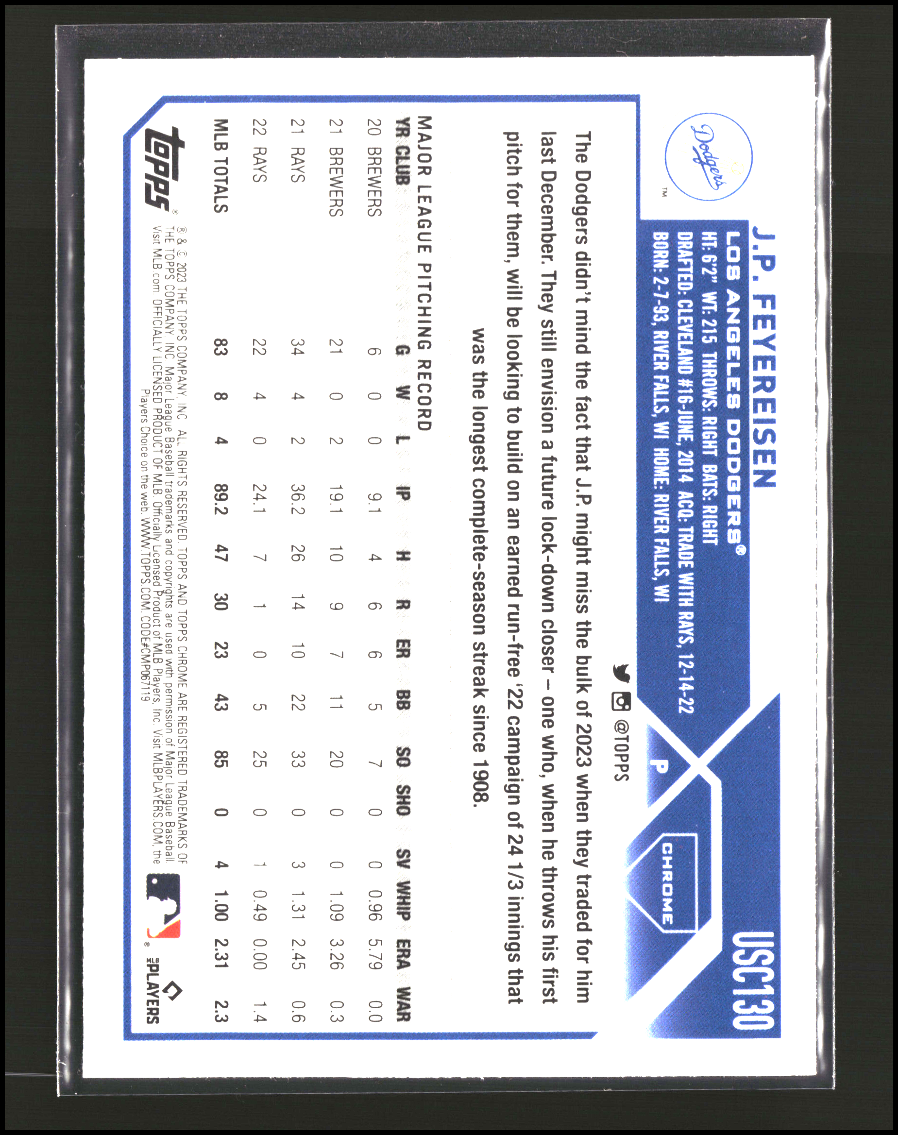 J.P. Feyereisen - Topps Chrome Update