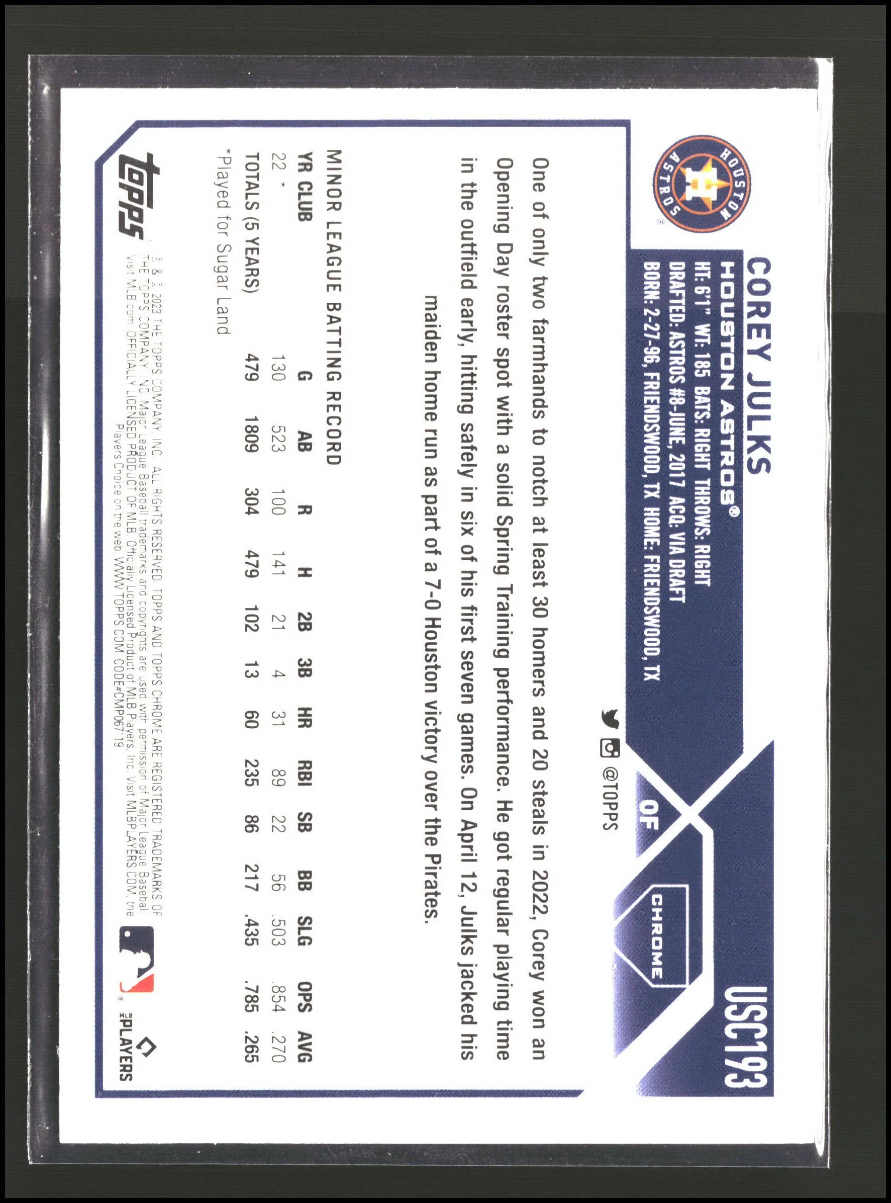 Corey Julks - Topps Chrome Update