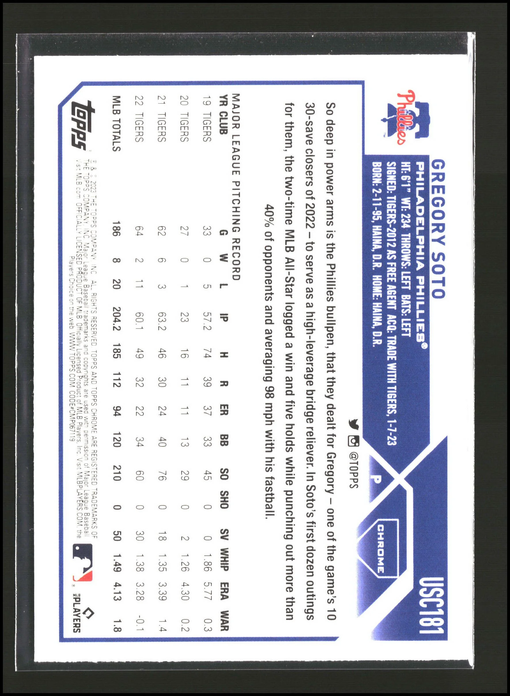 Gregory Soto - Topps Chrome Update