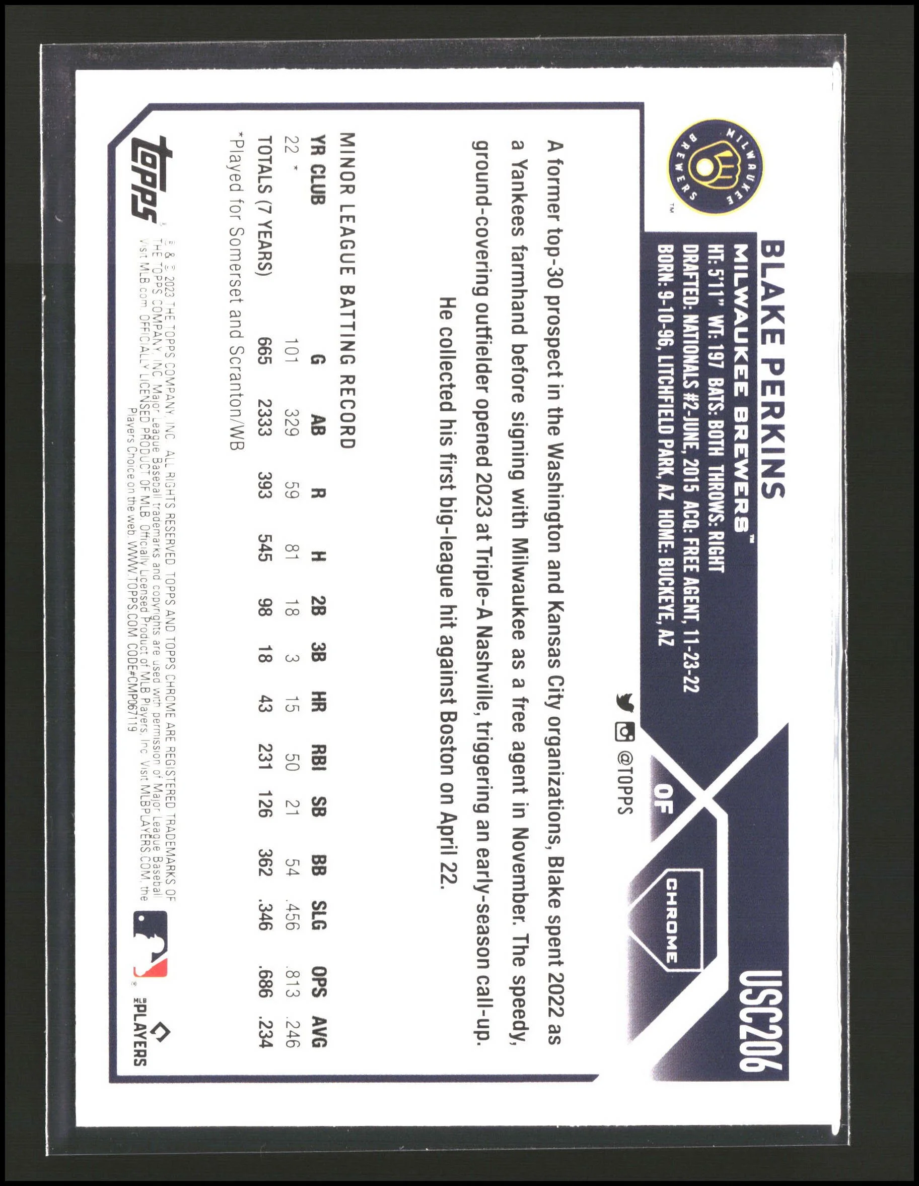 Blake Perkins - Topps Chrome Update