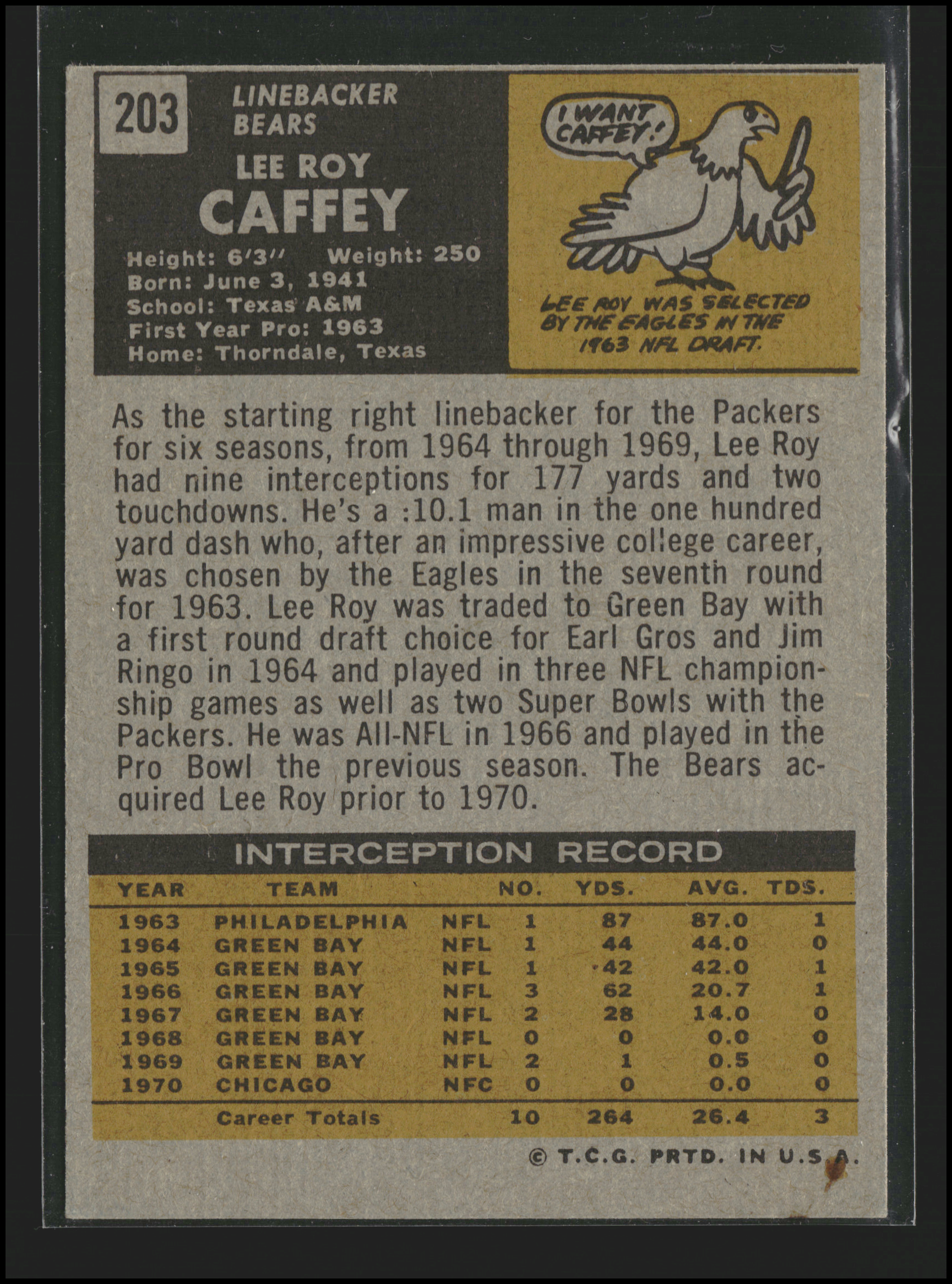 Lee Roy Caffey #203 | 1971 Topps | Football Cards