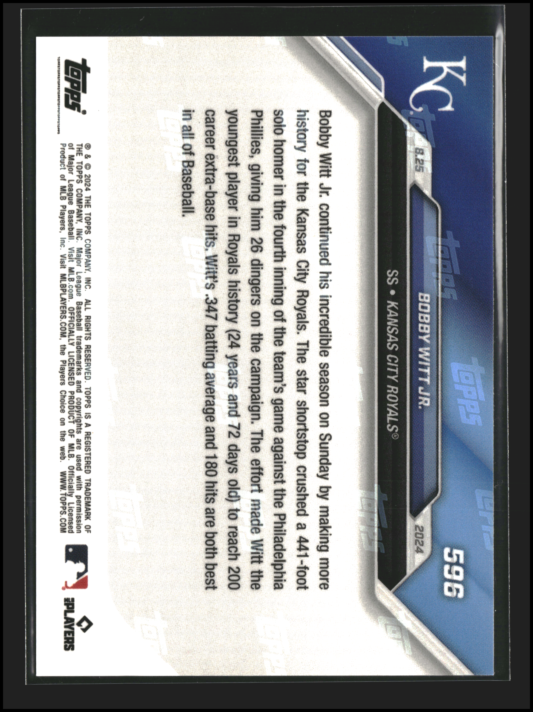 Bobby Witt Jr. #596 | Topps: Now | Baseball