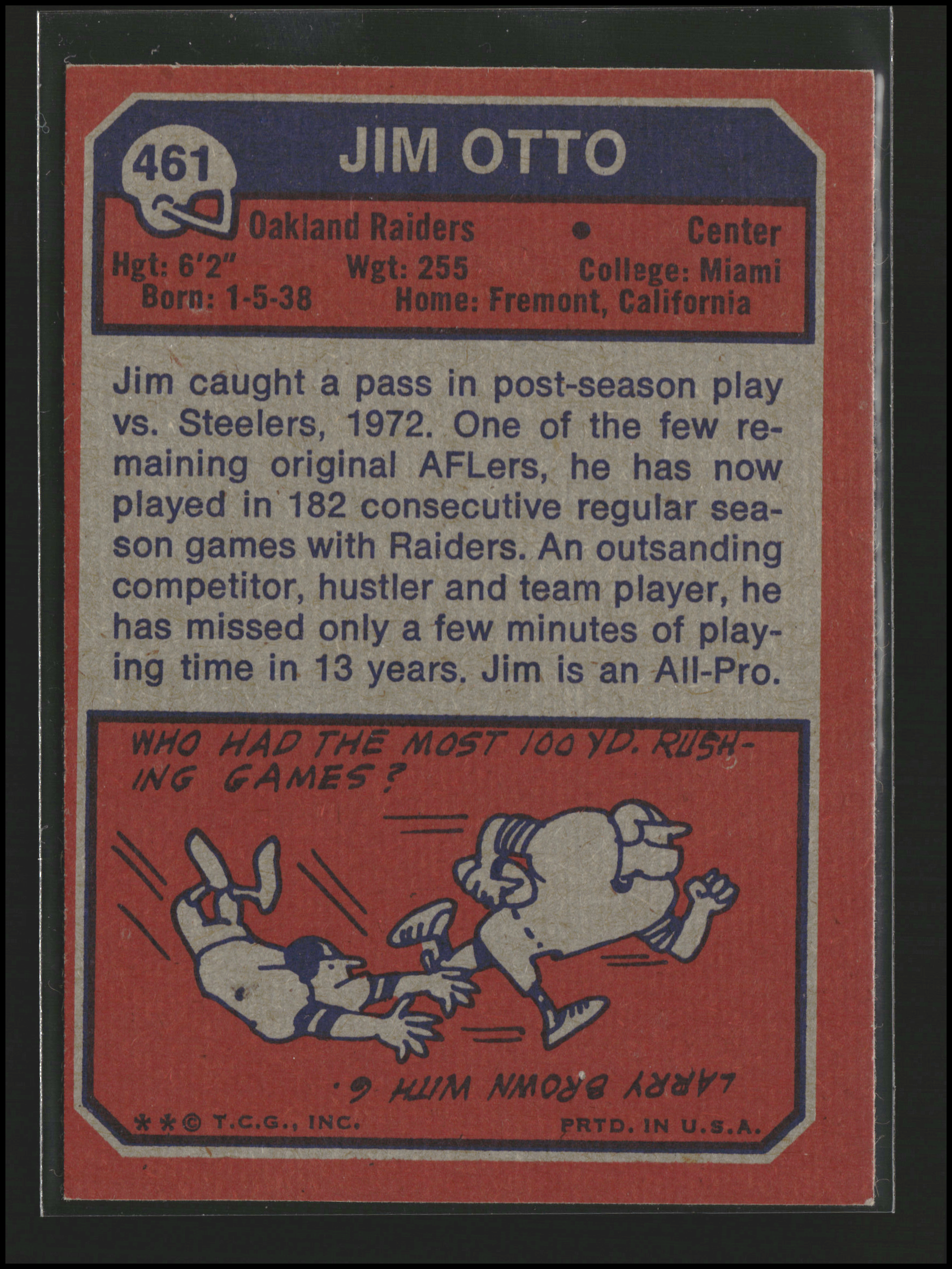 Jim Otto #461 | 1973 Topps | Football Cards